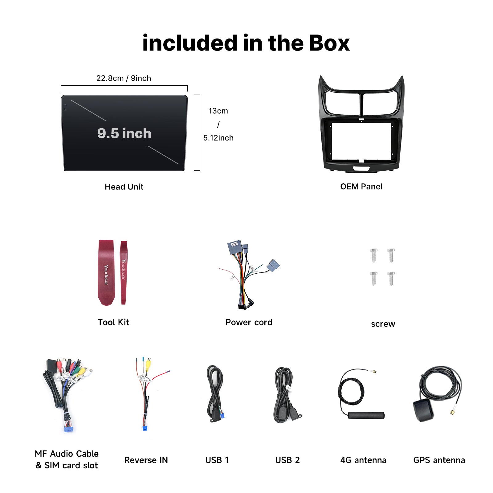 Youducar Chevrolet Sail 2009-2014 9.5" Touch Screen Dash Frame Kit