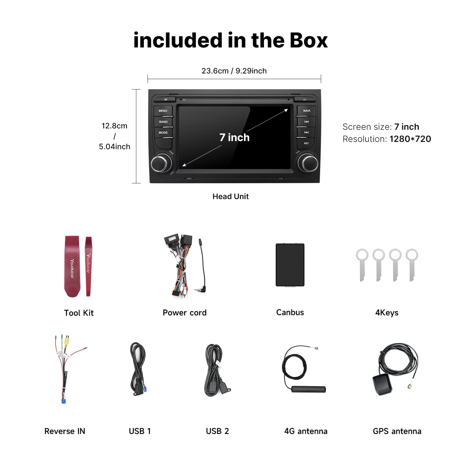 Youducar Special Fit for Old Audi A4 | 7'' HD Bluetooth Car Stereo with CarPlay