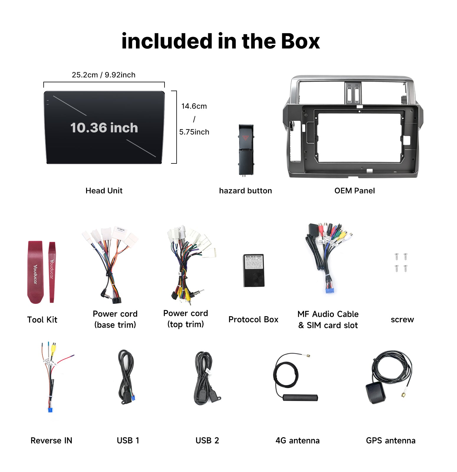 Youducar 10 Inch Android Car Screen for Toyota Land Cruiser Prado 2014-2017, OEM Dashboard Frame Kit GPS Multimedia Radio