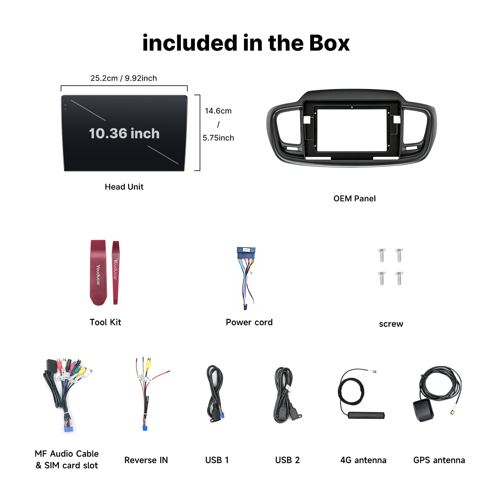 Youducar 10.36" Android Car Stereo for Kia Sorento MK3 2015-2017 | Touch Screen GPS Navigation Frame Kit