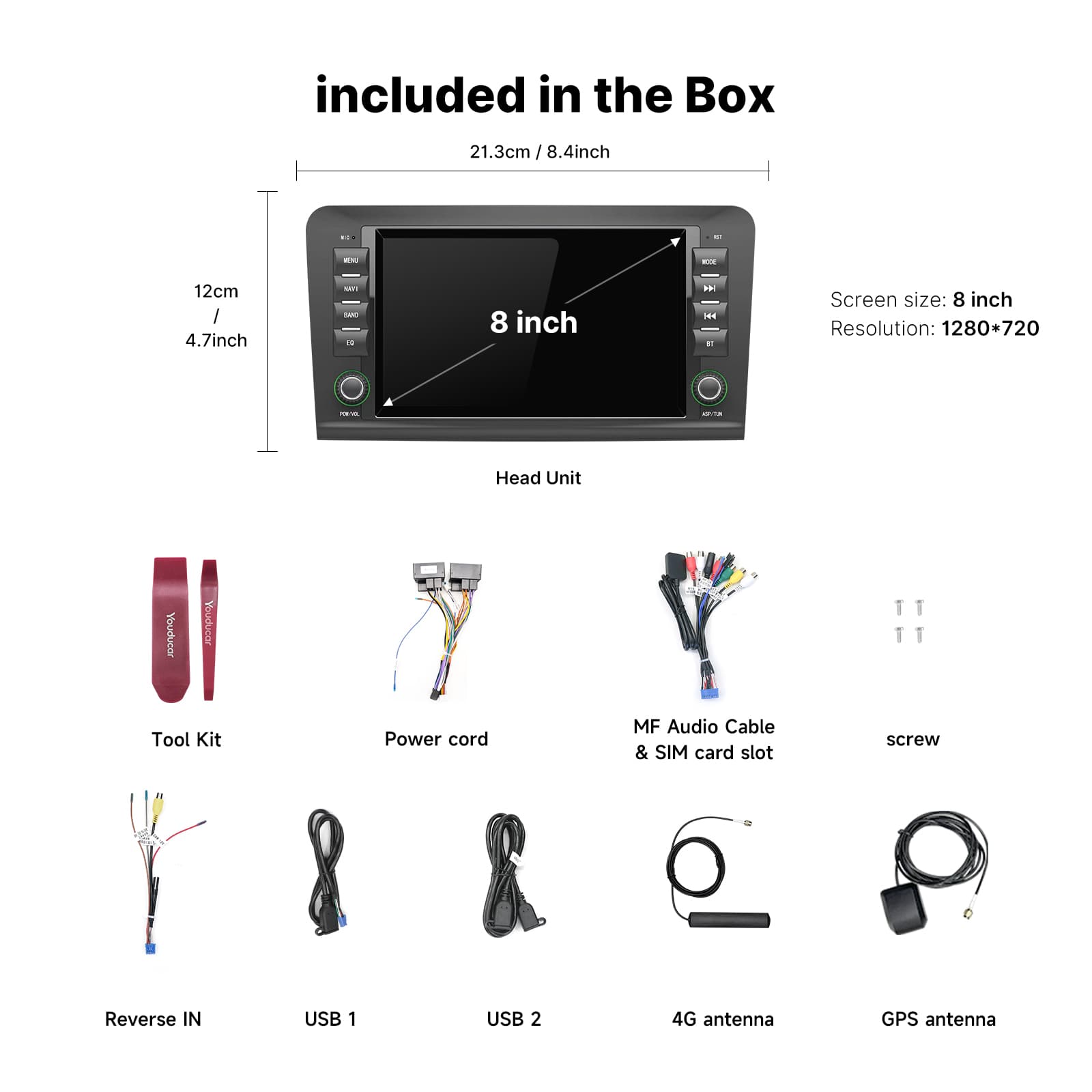 Youducar 8 Inch Dedicated Car Stereo, Custom Touch Screen for Mercedes Benz ML Class