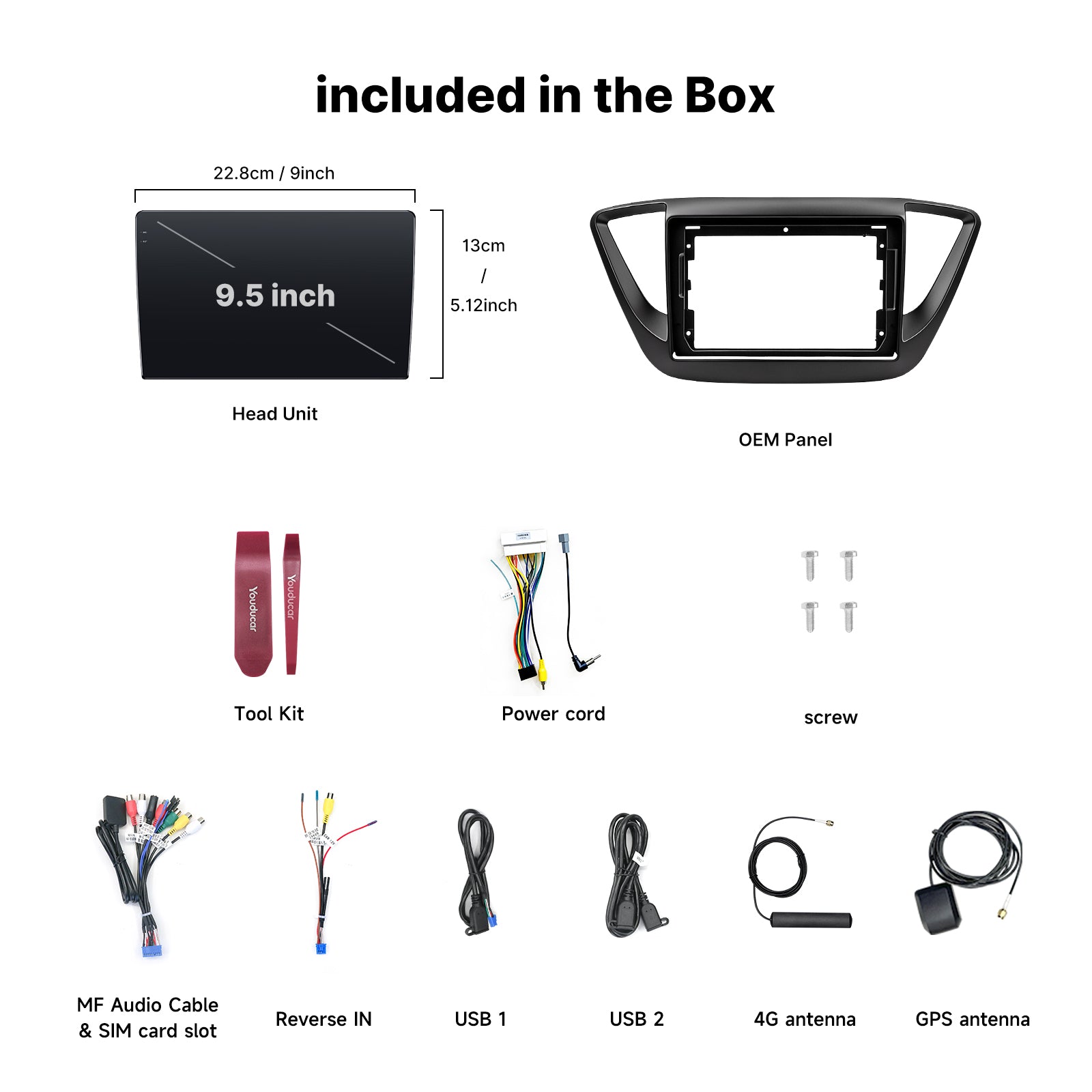 Youducar 9.5" Android Car Stereo for Hyundai Verna 2016-2020 With Dashboard Frame