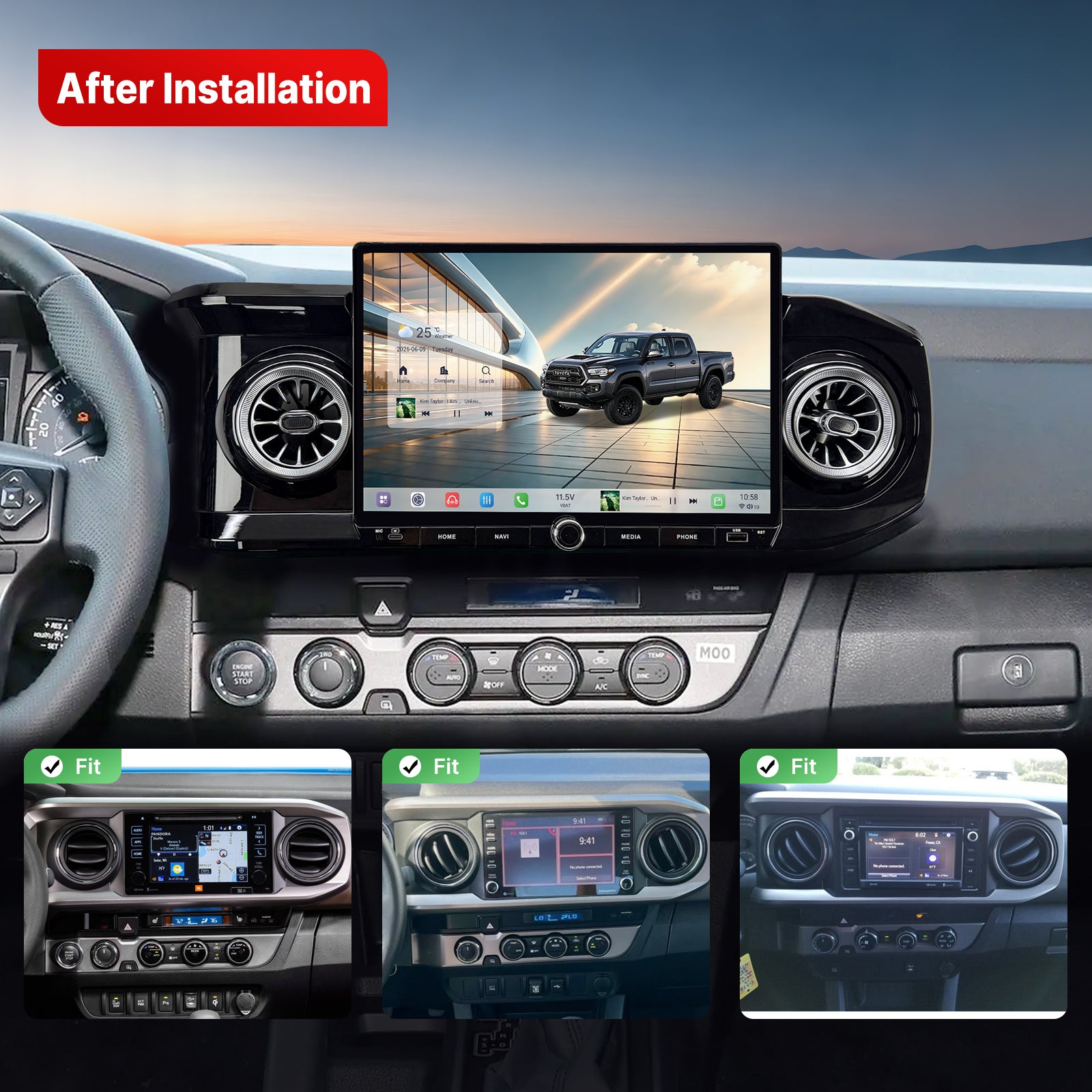 Youducar 12.5 Inch Android Car Stereo For Toyota Tacoma 2016‑2023, Plug and Play Car Radio GPS Navigation Head Unit
