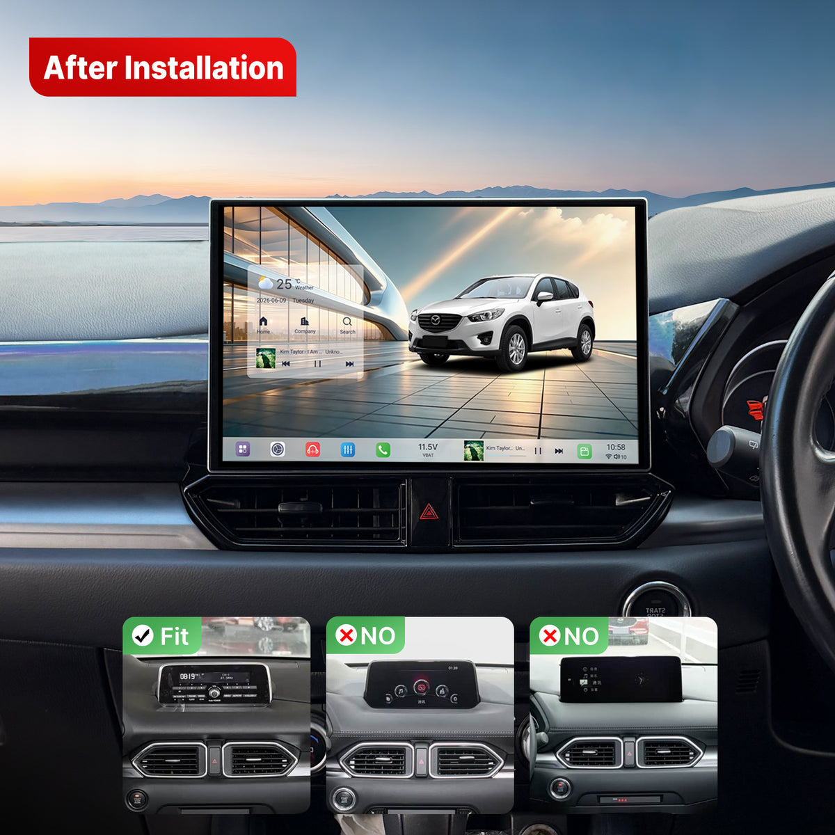 Youducar 13.1 Inch Android Car Stereo For Mazda CX‑5 2017‑2025 RHD, Plug and Play Car Radio GPS Navigation Head Unit