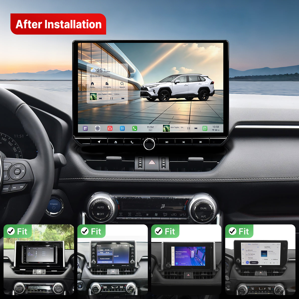 Youducar 12.5 Inch Android Car Stereo For Toyota RAV4 2020‑2026, Plug and Play Car Radio GPS Navigation Head Unit