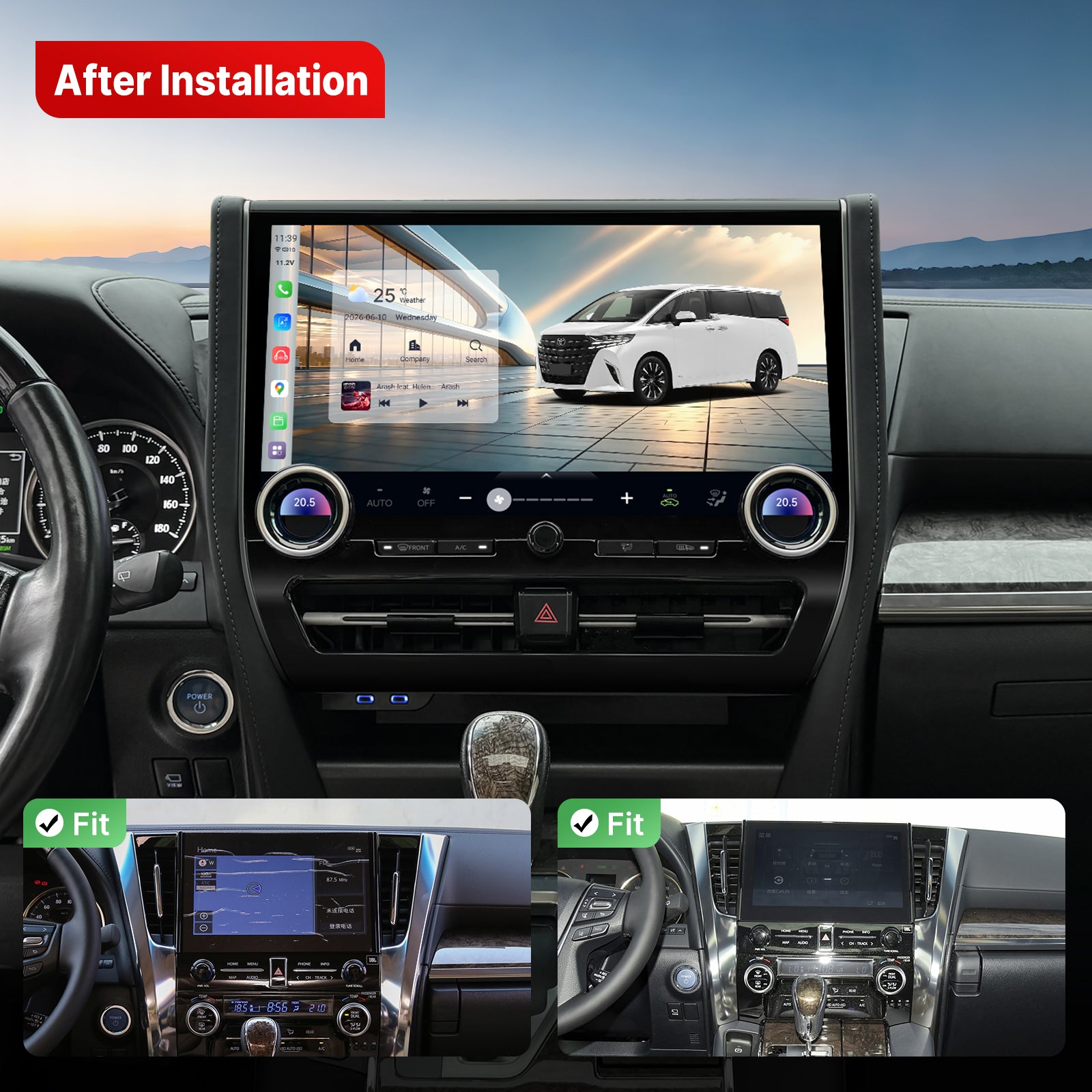 Youducar | Complete 15.6-Inch Android Head Unit Kit for 35-Series to 40-Series Toyota Alphard/Vellfire Conversion (2020-2023)
