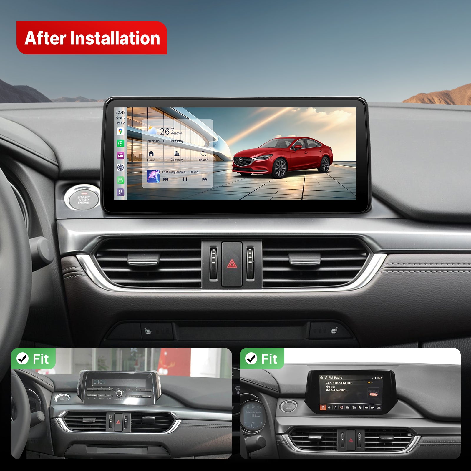 Youducar 10.25" Android GPS Car Radio Dashboard Navigation Mazda 6 Atenza 2017-2019 Touchscreen Wireless CarPlay