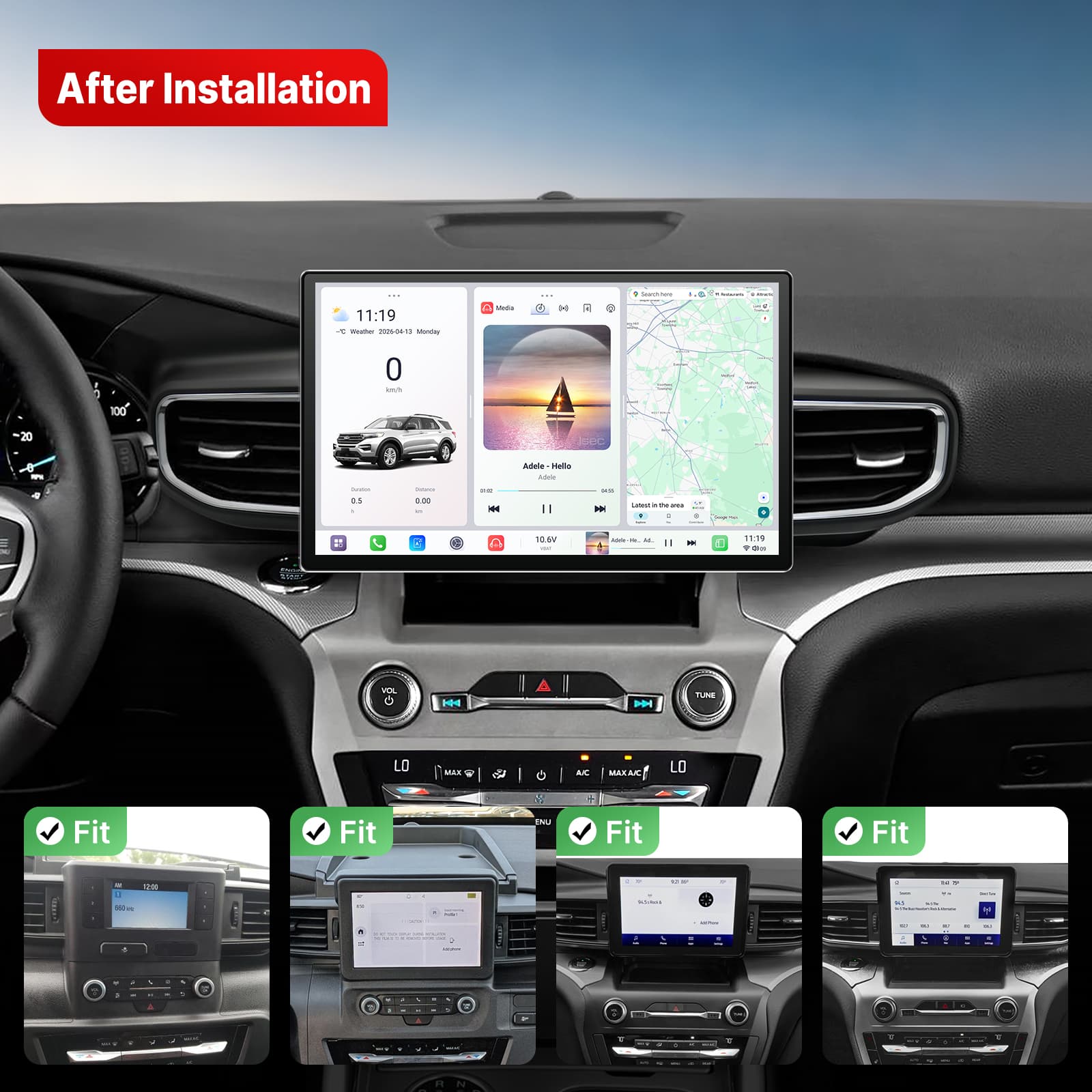 Youducar 13.1 Inch Android Car Radio for Ford Explorer 2020-2022, HD Touch Screen GPS Navigation Multimedia Player