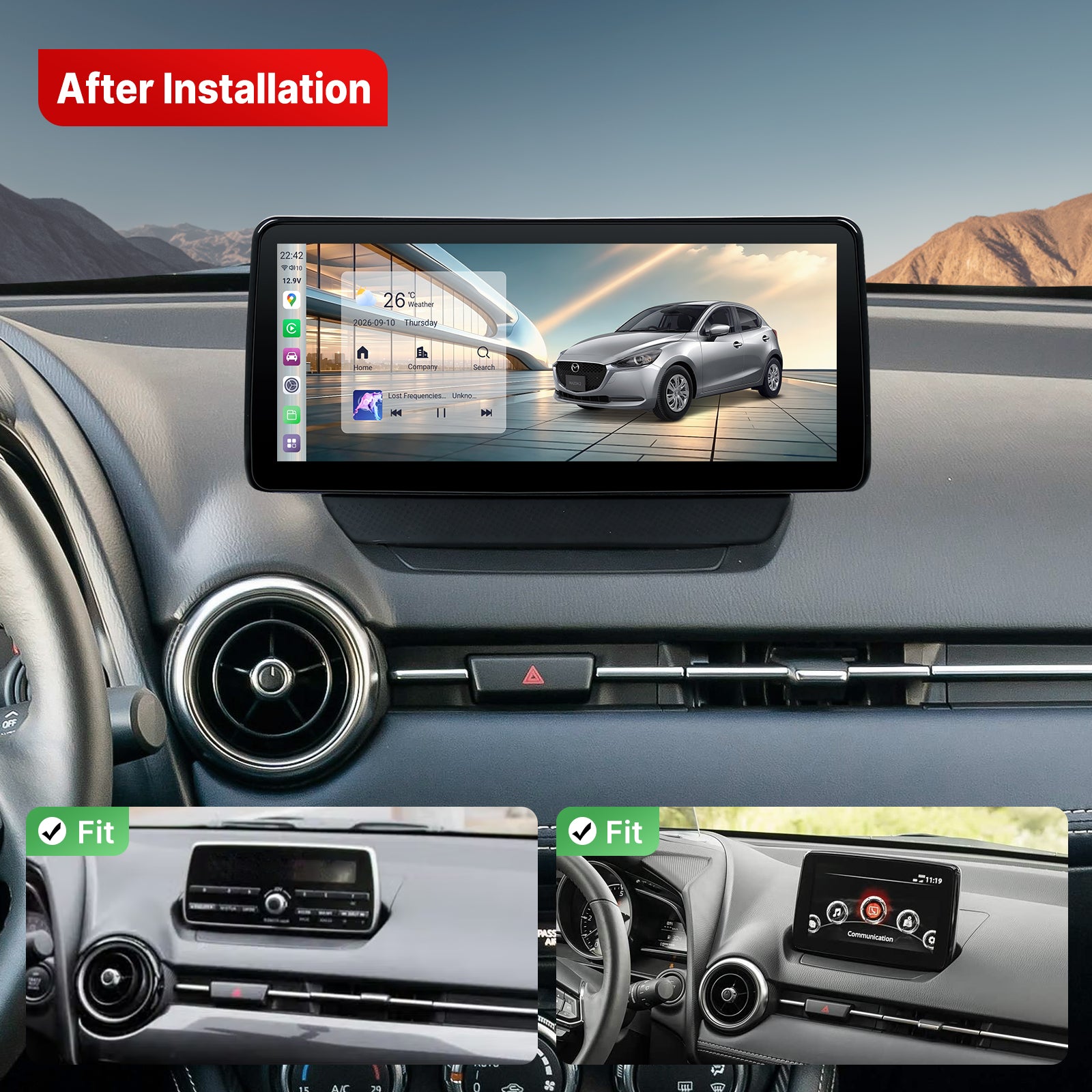Youducar 10.25" Android GPS Car Radio Dashboard Navigation Mazda 2 2016-2020 Touchscreen Wireless CarPlay