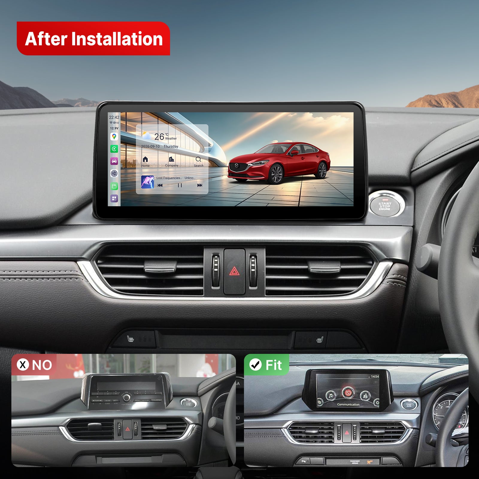 Youducar 10.25" Dual System Android GPS Car Radio Dashboard Navigation RHD Mazda 6 Atenza 2017-2019 Touchscreen Wireless CarPlay