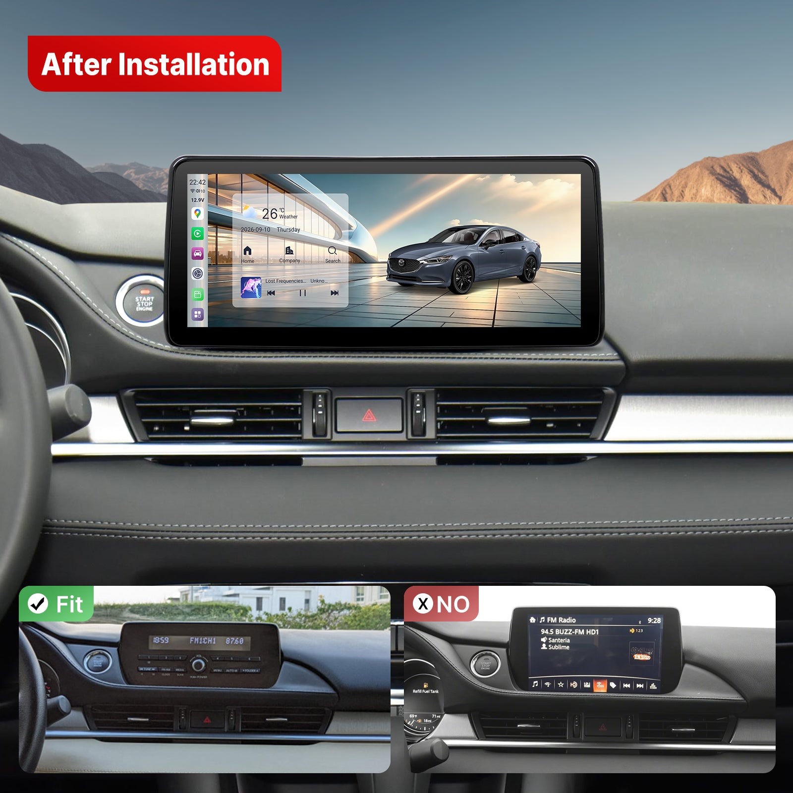 Youducar 10.25" Android GPS Car Radio Dashboard Navigation Mazda 6 2019-2025 Touchscreen Wireless CarPlay