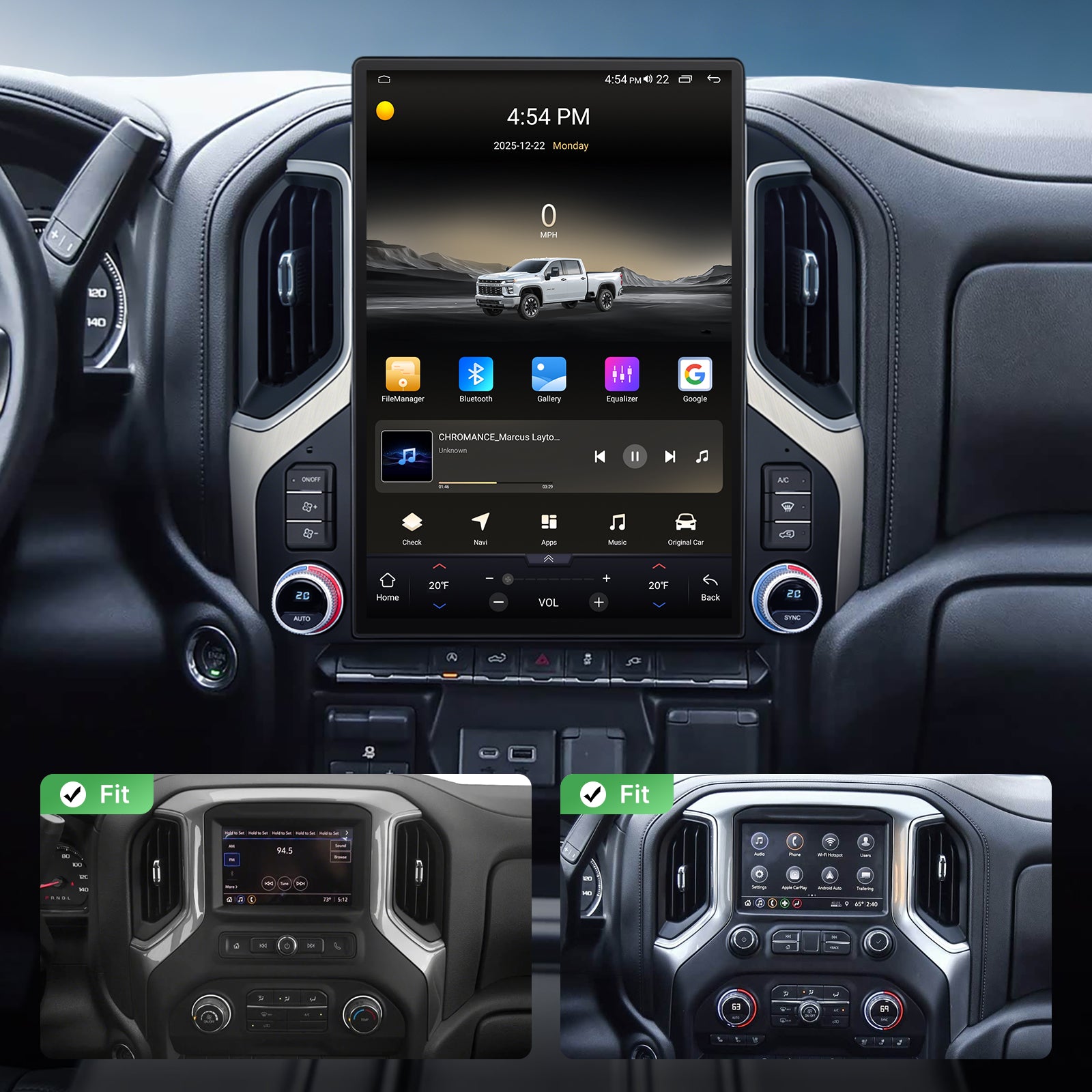 Youducar 15.6" Ultra-Wide Android Head Unit for Chevrolet Silverado & GMC Sierra 2019-2022 | Wireless CarPlay