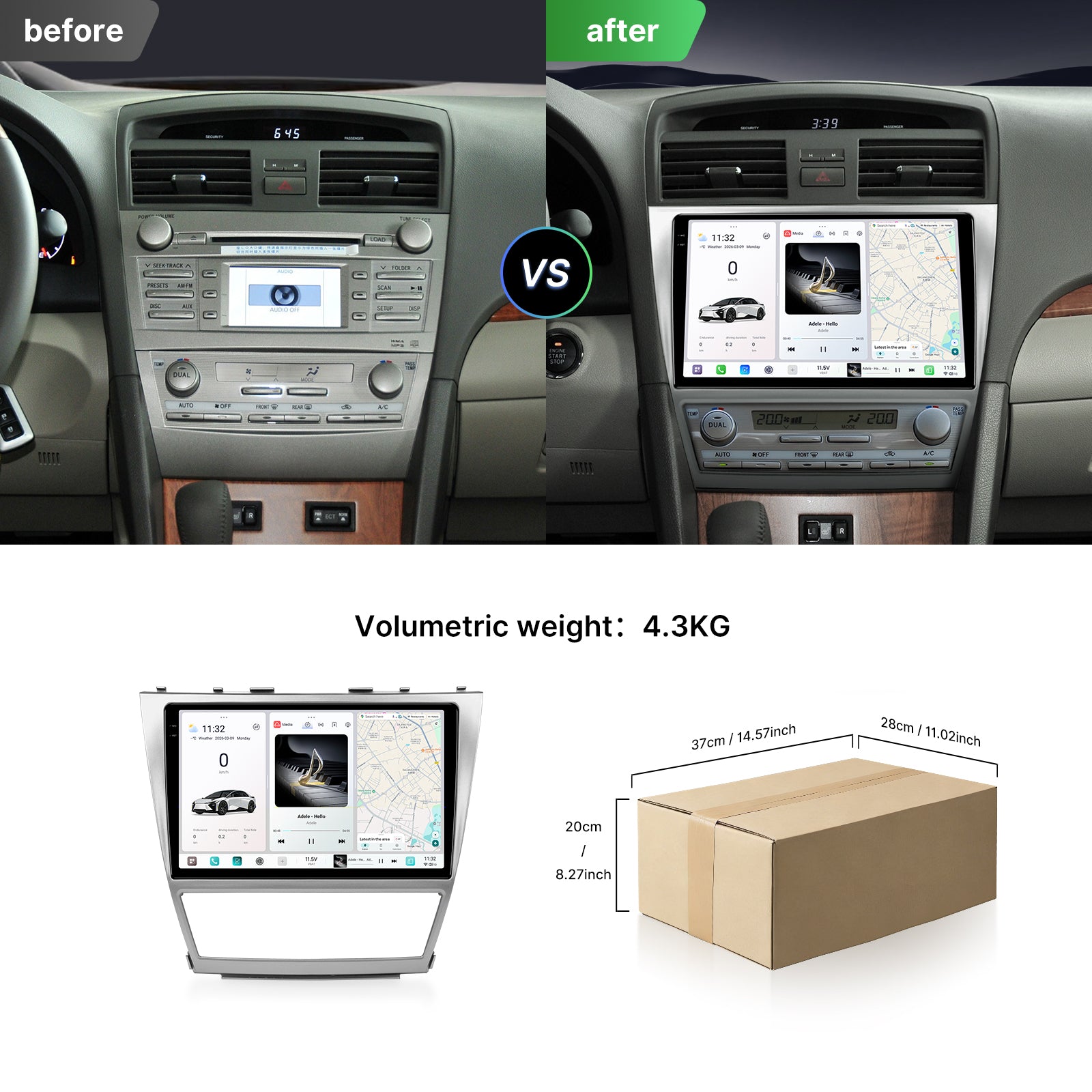 Youducar 9.5 Inch HD Touch Screen + Dash Frame Kit for Toyota Camry 2006-2011 Auto Gear Multimedia Navigation