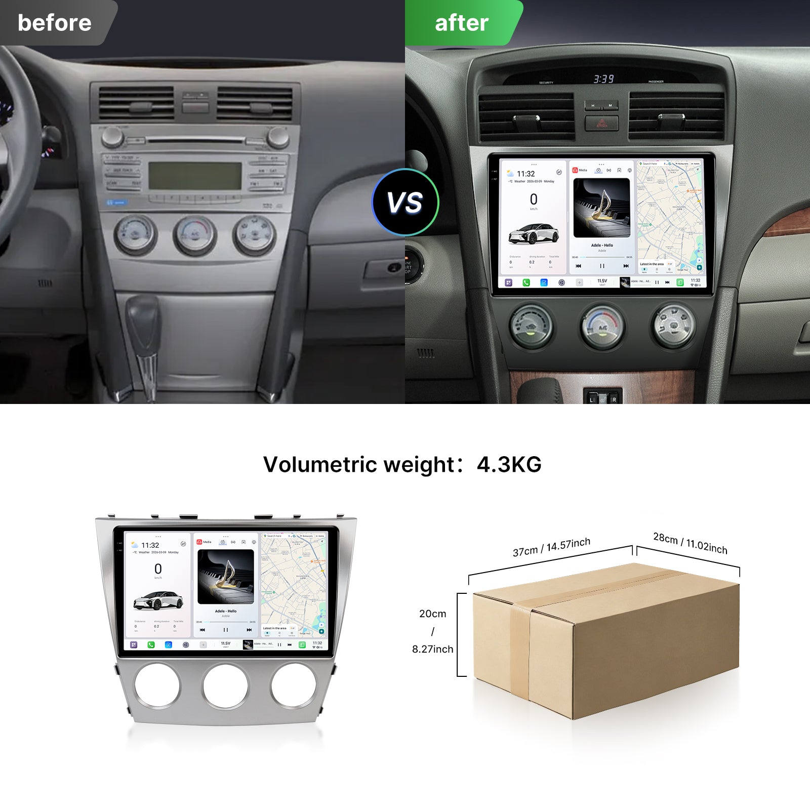 Youducar 9.5'' HD Touch Screen + Dash Frame Kit For Toyota Camry 2006-2011 Manual Gear Multimedia Navigation Radio