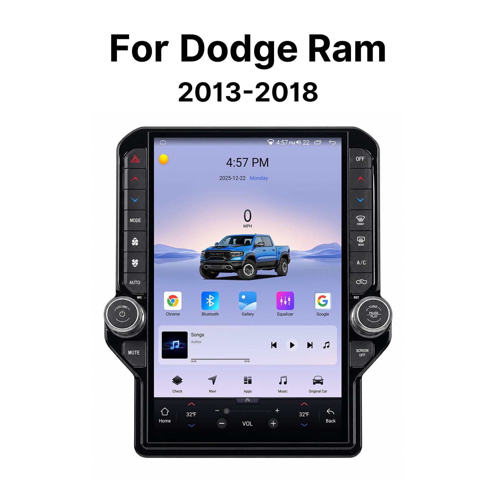 Youducar 13.6" Android GPS Car Radio Dashboard Navigation for 2013-2018 Dodge Ram Touchscreen Wireless CarPlay
