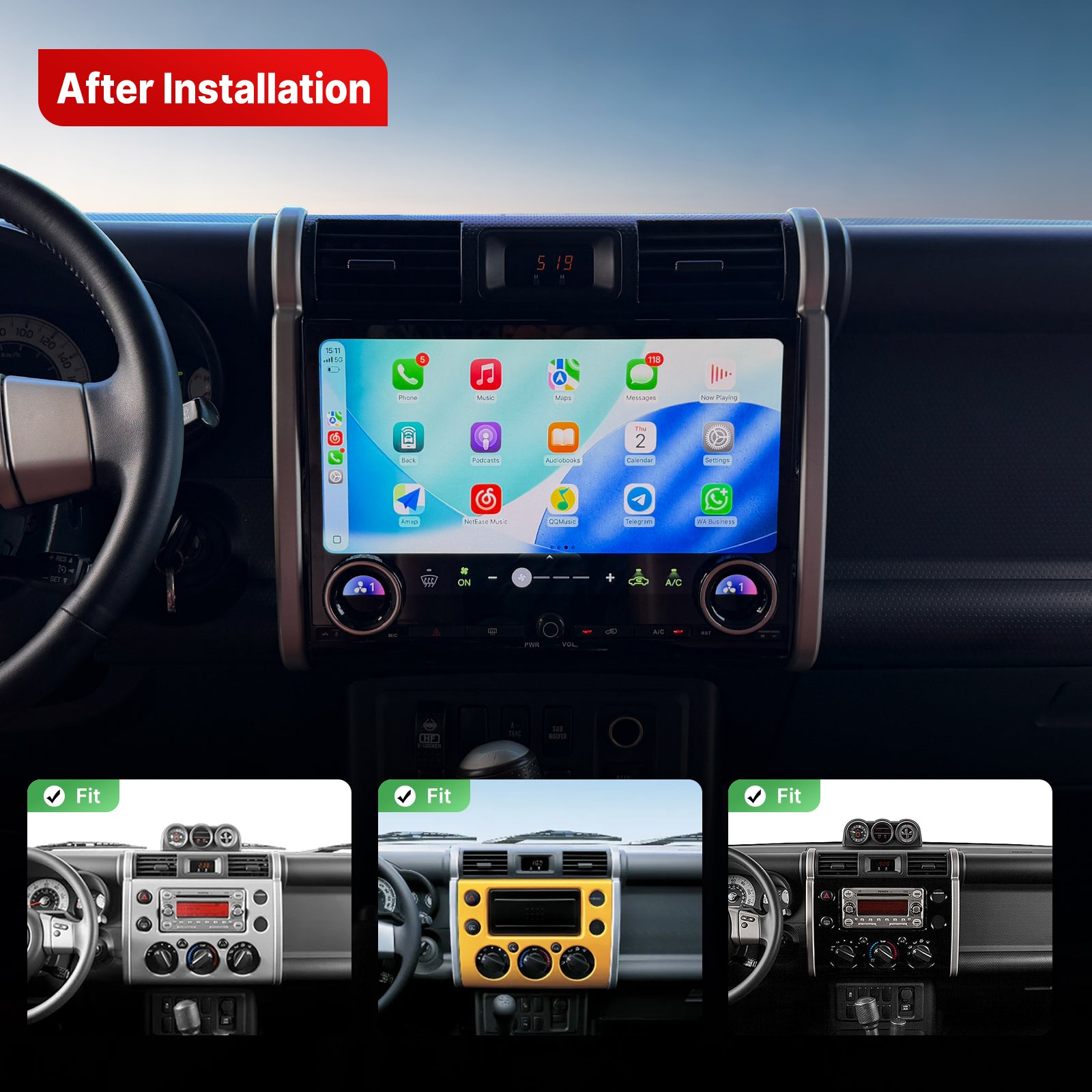 Youducar 14.6 Inch Android Car Stereo For Toyota FJ Cruiser 2007‑2024, Plug and Play Car Radio GPS Navigation Head Unit