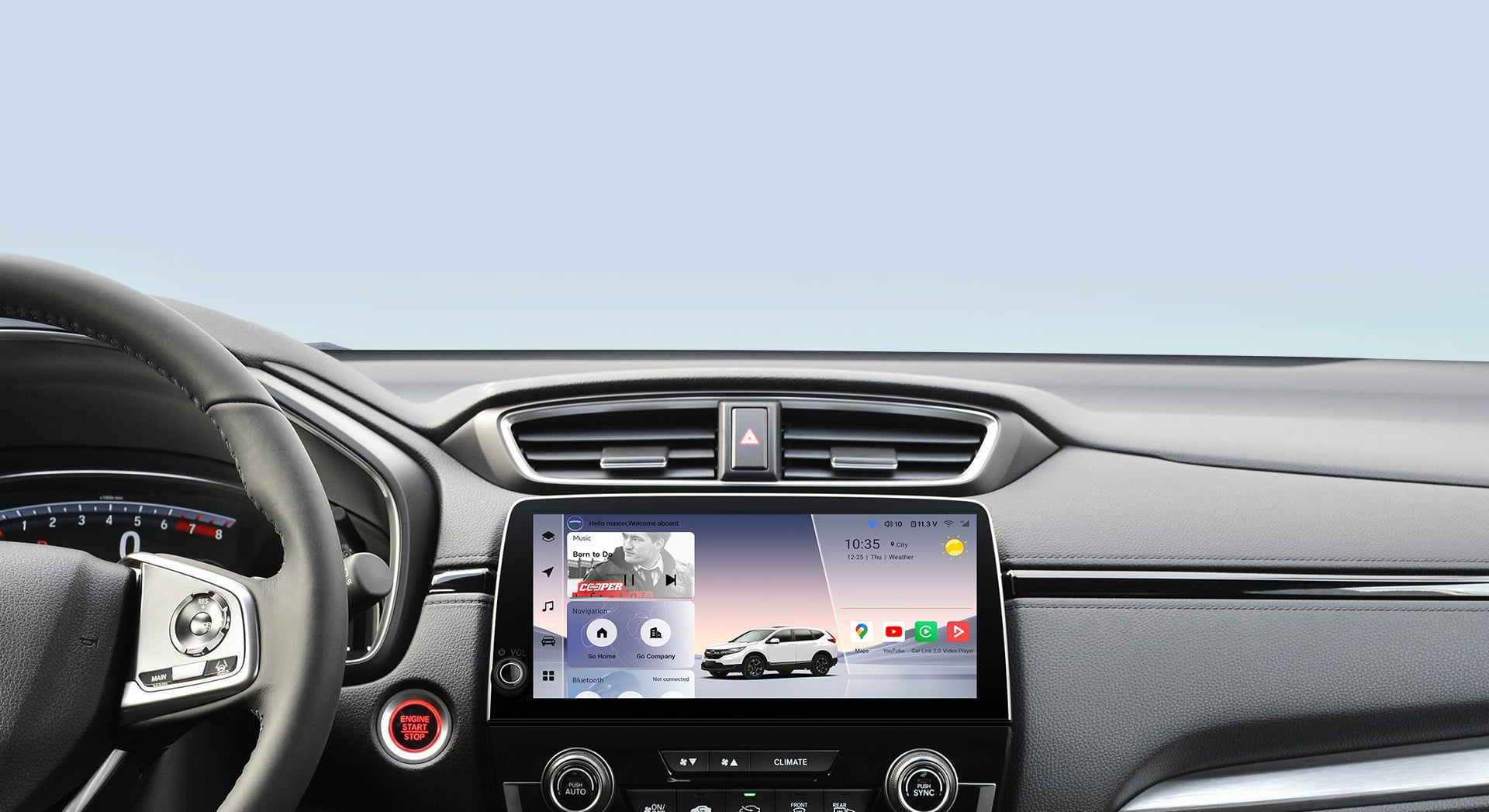 Youducar Android head unit installed in Honda CR-V 2024-2026 with OEM fit and wireless CarPlay