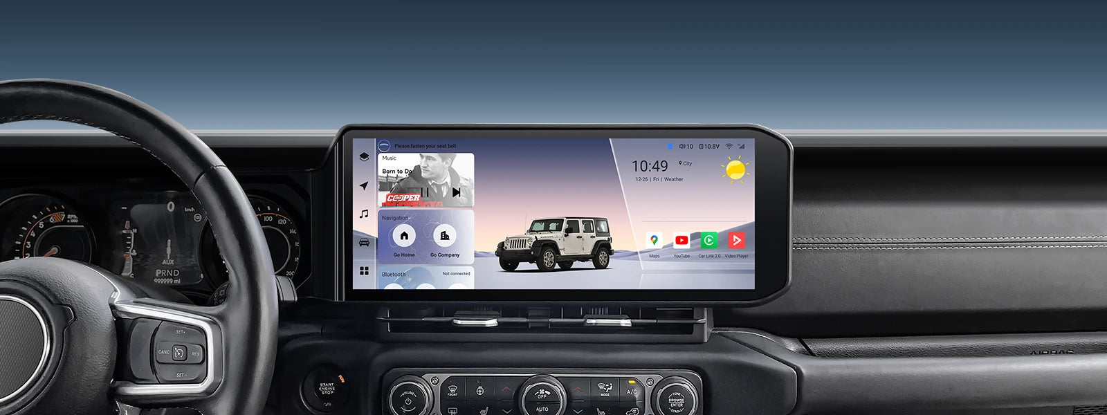 YOUDUCAR 15 inch Large Screen Android Radio for Jeep Wrangler 2018-2023 Off-road Navigation