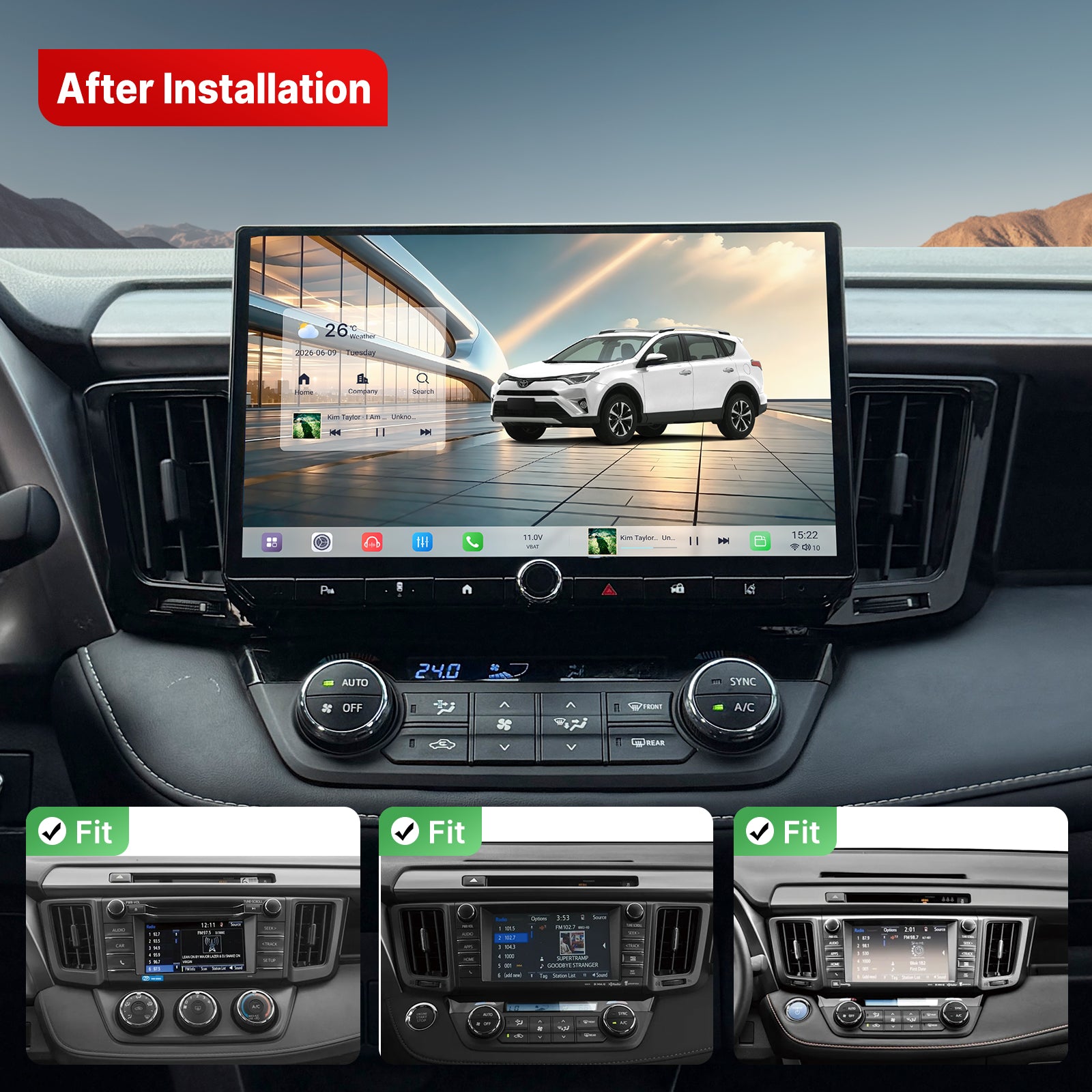 Youducar 12.5 Inch Android Car Stereo For Toyota RAV4 2013‑2018, Plug and Play Car Radio GPS Navigation Head Unit