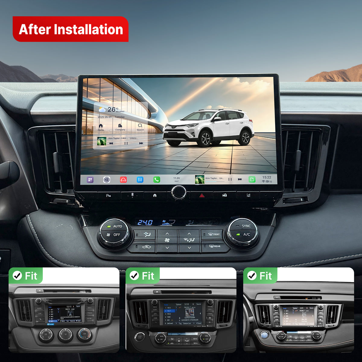 Youducar 12.5 Inch Android Car Stereo For Toyota RAV4 2013‑2018, Plug and Play Car Radio GPS Navigation Head Unit