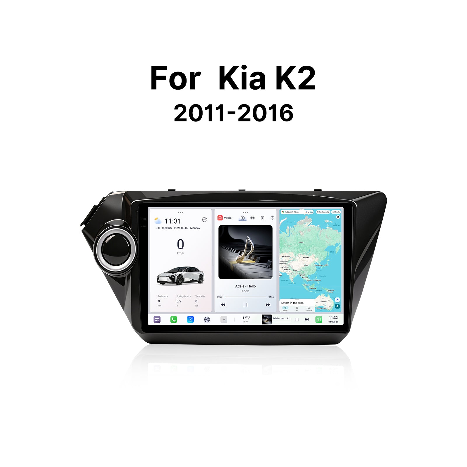Youducar 9.5" Android Touch Screen Car Stereo for Kia K2 2011-2016 Wireless CarPlay GPS Navigation