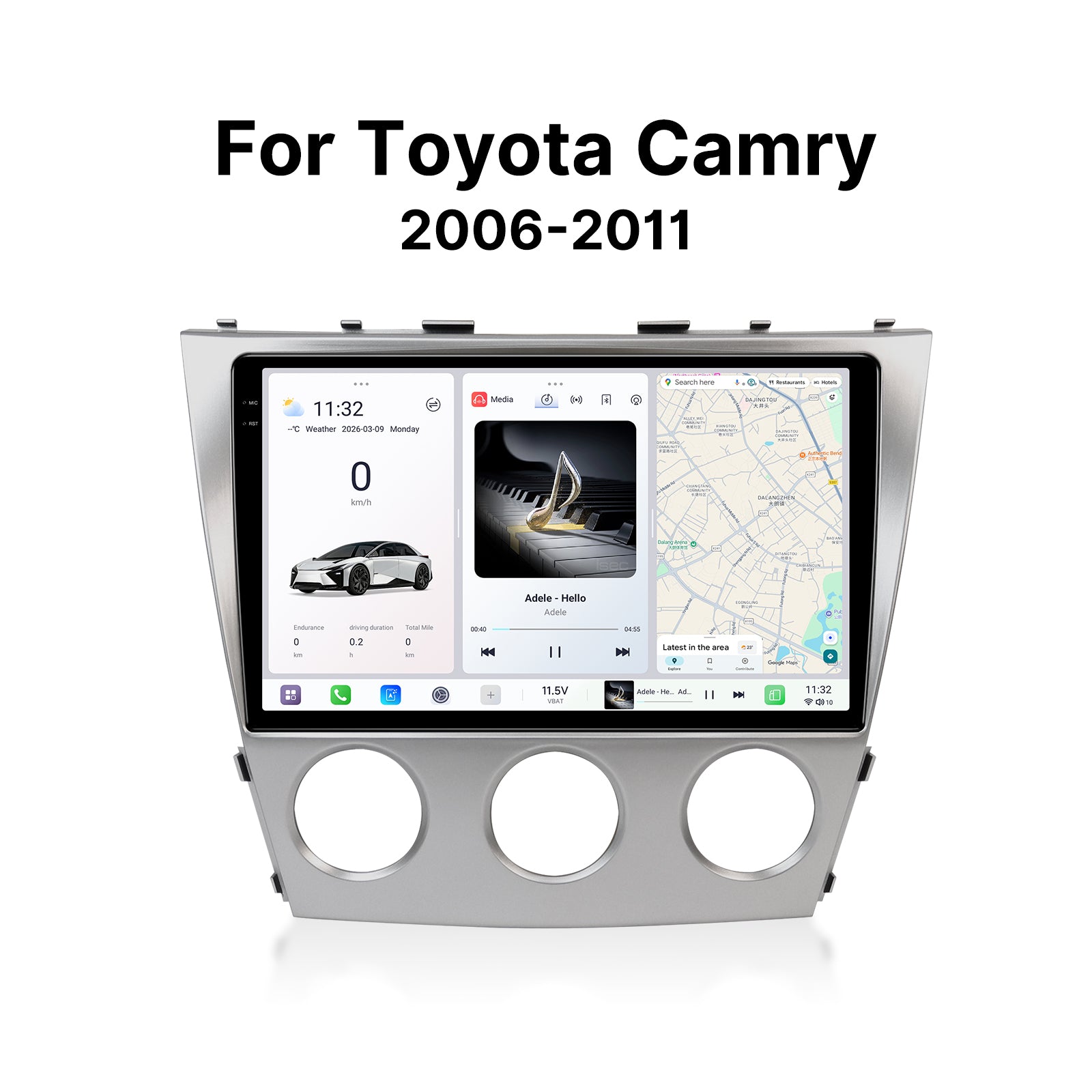 Youducar 9.5'' HD Touch Screen + Dash Frame Kit For Toyota Camry 2006-2011 Manual Gear Multimedia Navigation Radio