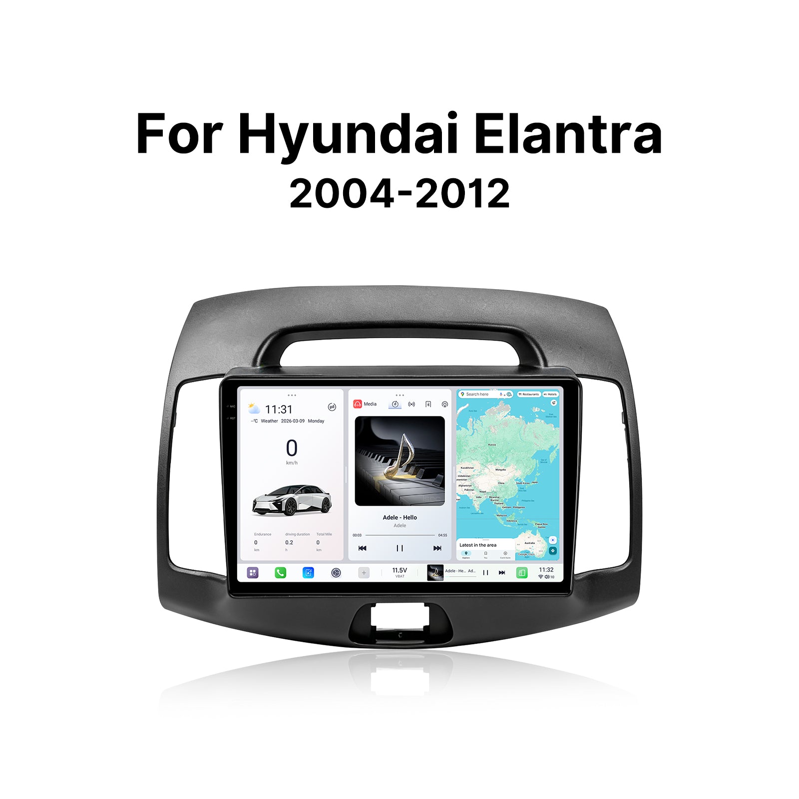 Youducar 9.5" Android Car Stereo for Hyundai Elantra 2004-2012 With Dashboard Frame