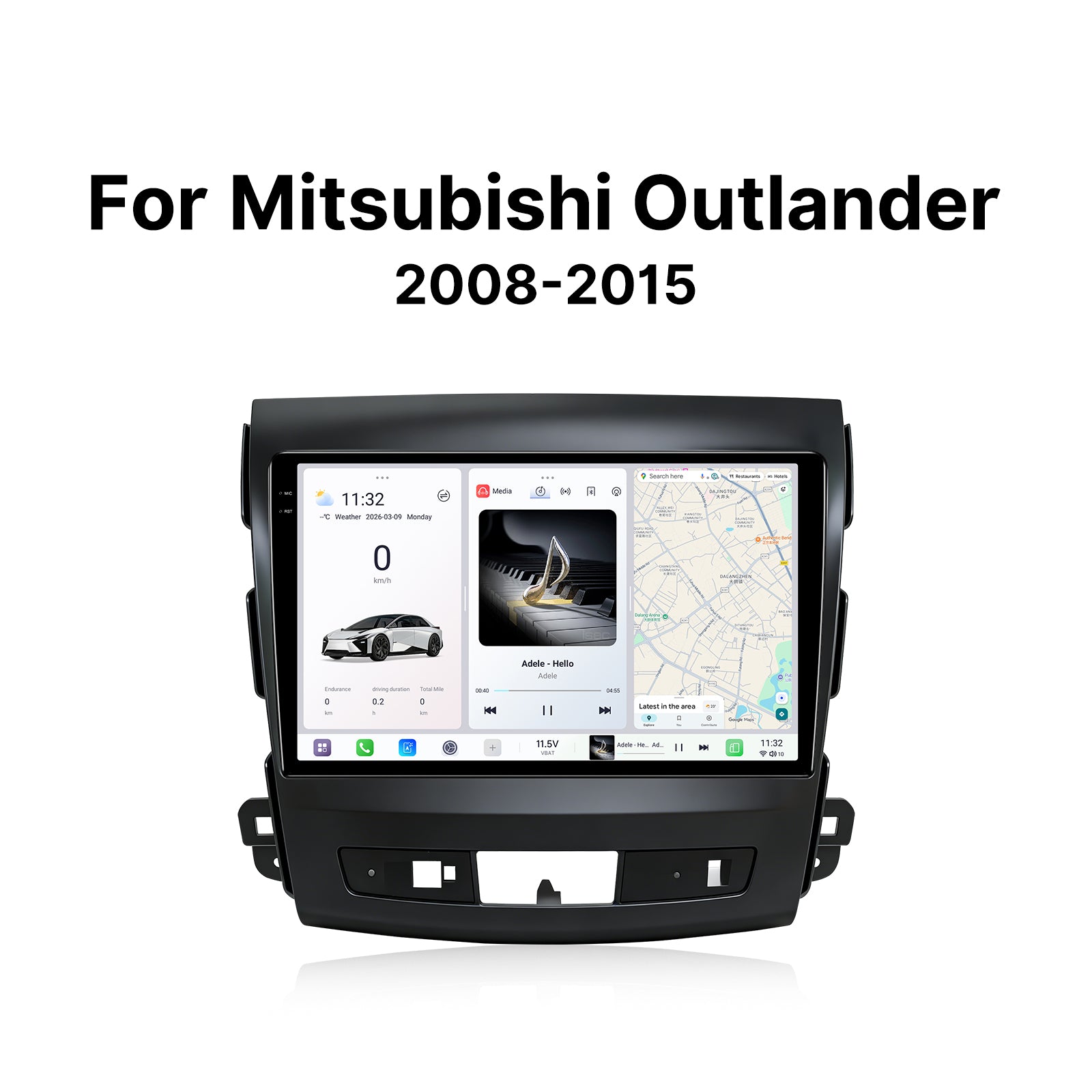 Youducar 9.5" Android Car Stereo for Mitsubishi Outlander 2008-2015 | Glossy Black Frame IPS Touch Screen Plug & Play