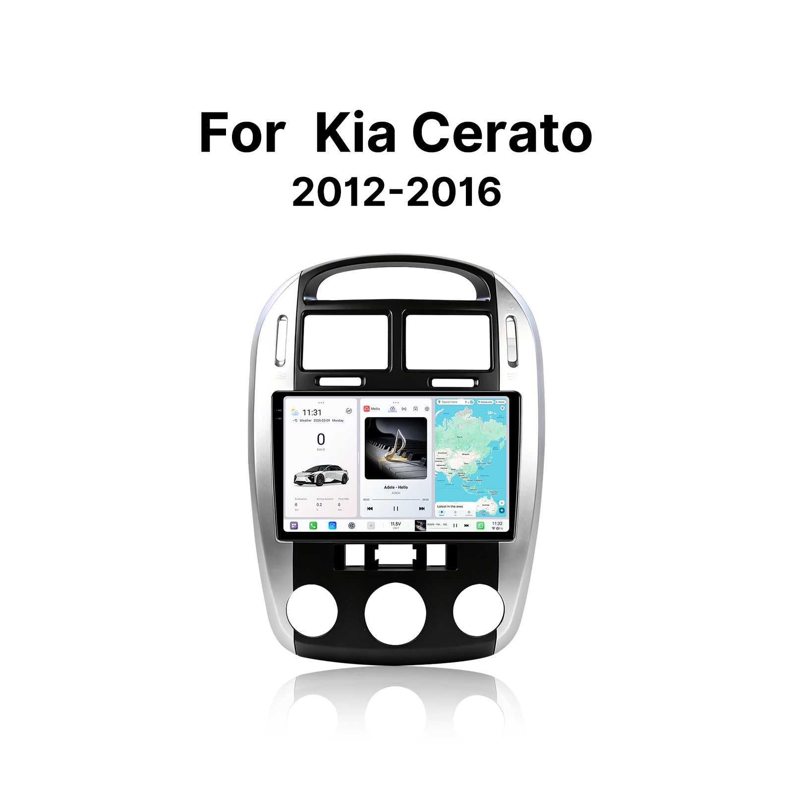 Youducar 9.5" Android Touch Screen Matte Black Silver Edge Frame Kit for Kia Cerato 2012-2016 CarPlay GPS Stereo