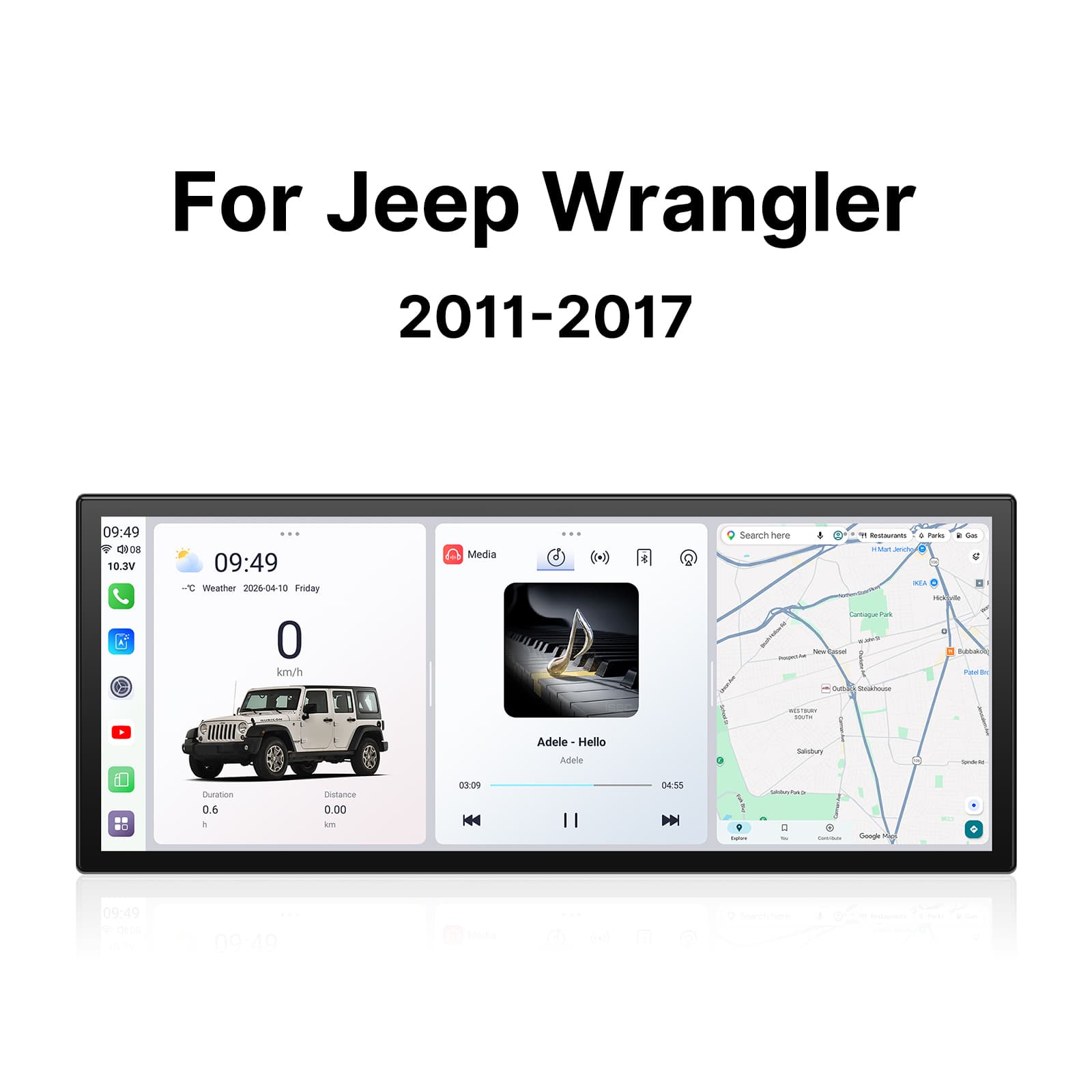 Youducar 12.3-Inch Android Head Unit for Jeep Wrangler JK (2011-2017) | Rugged Touchscreen with Wireless CarPlay & Android Auto