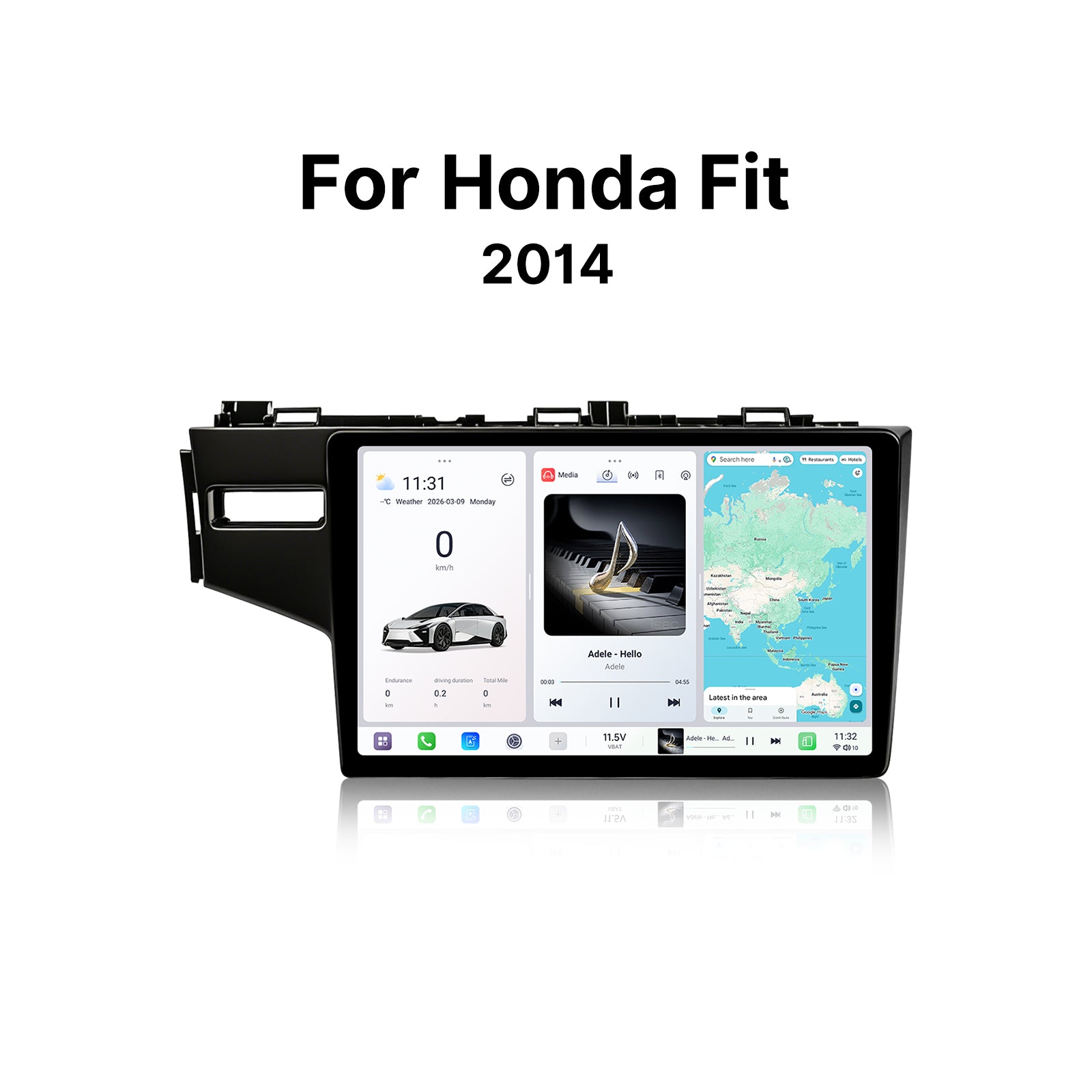 Youducar 10.36 Inch Android Car Stereo with Dash Frame Kit for Honda Fit 3rd Gen 2014-2018, HD Touch Screen Radio Upgrade
