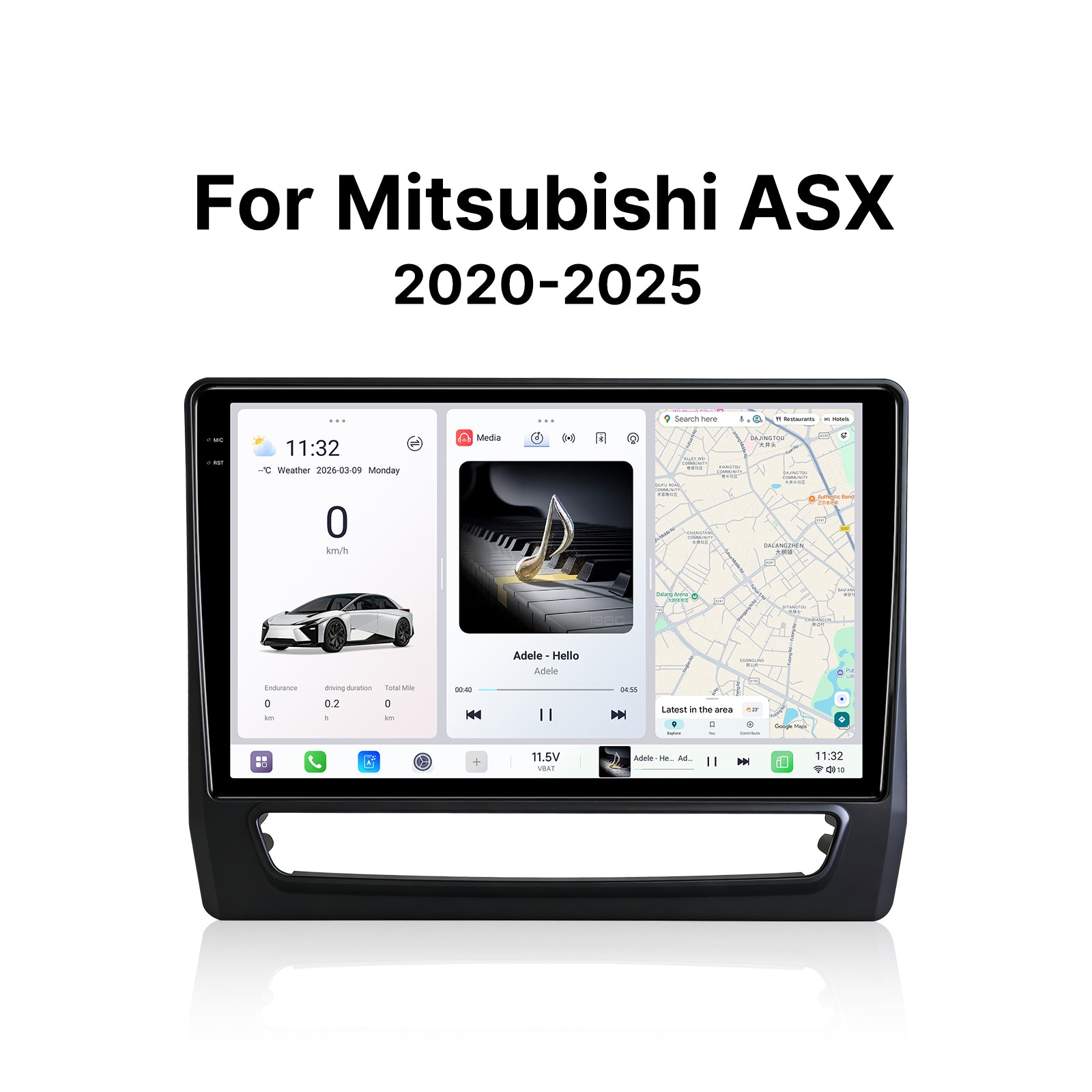 Youducar 10.36" Android Car Stereo for Mitsubishi ASX 2020-2025 | Glossy Black Frame IPS Touch Screen Plug & Play