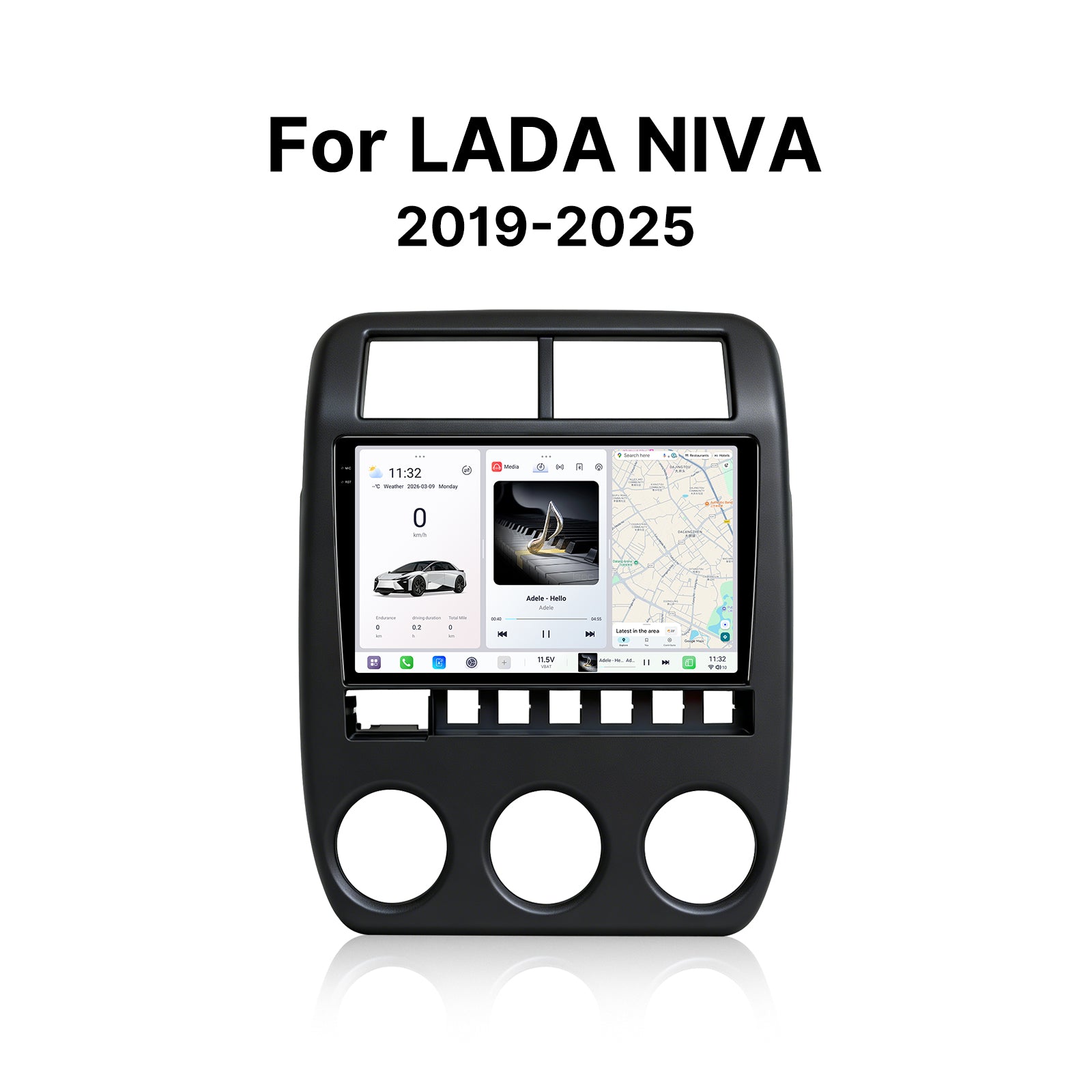 Youducar 9.5 Inch HD Car Radio + Matte Black Frame for LADA NIVA LHD 2019-2025 Android Auto Navigation Kit