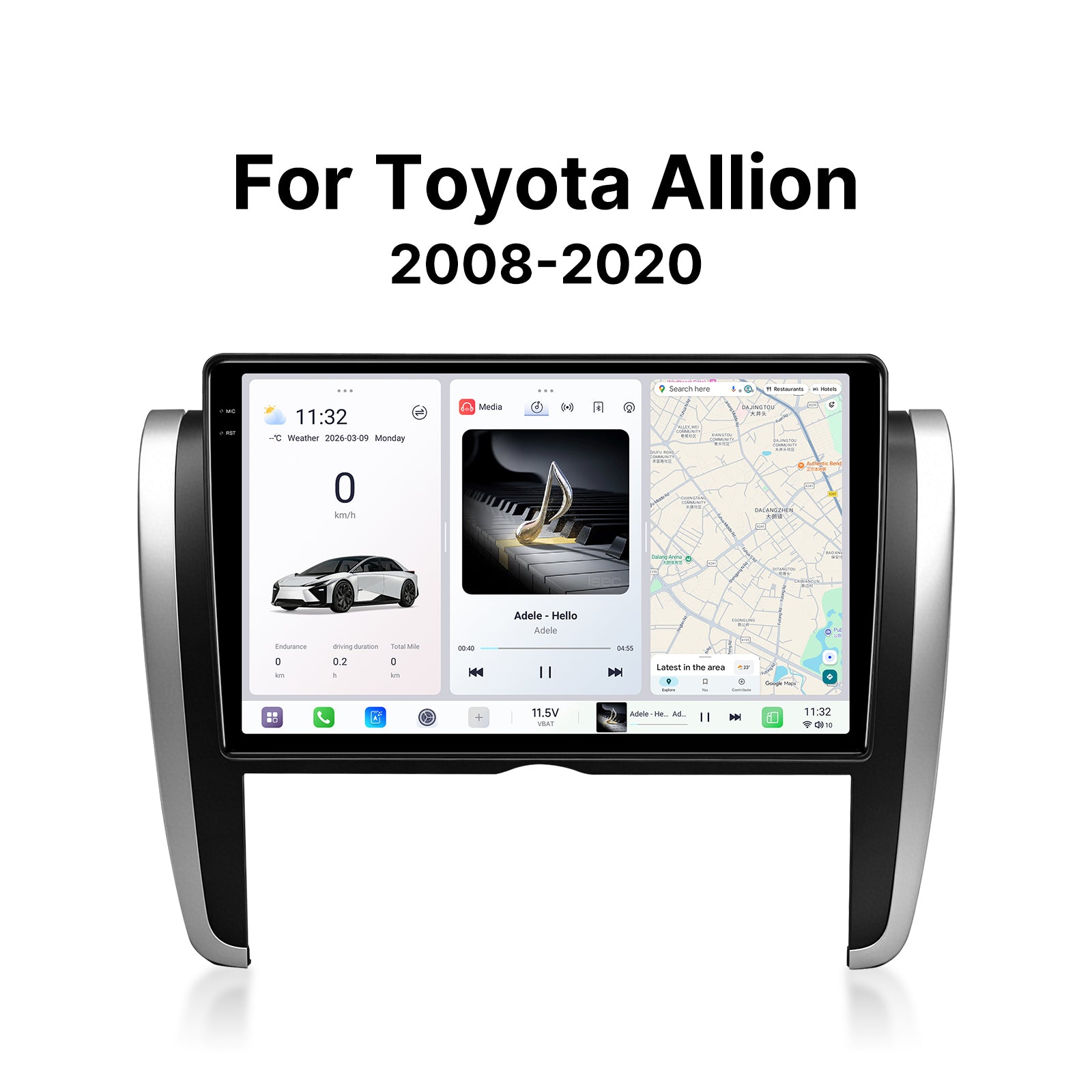 Youducar 9.5 Inch Android Car Stereo for Toyota Allion 2008-2020, Custom Dash Frame Kit IPS Touch Screen GPS Radio