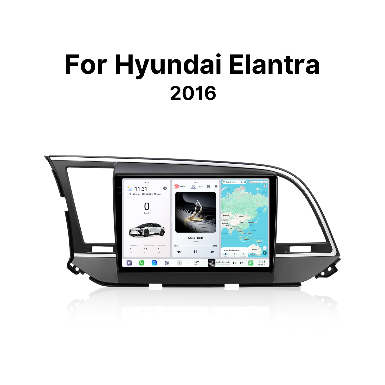 Youducar 9.5 Inch Android Car Stereo for Hyundai Elantra 2016 With Dashboard Frame