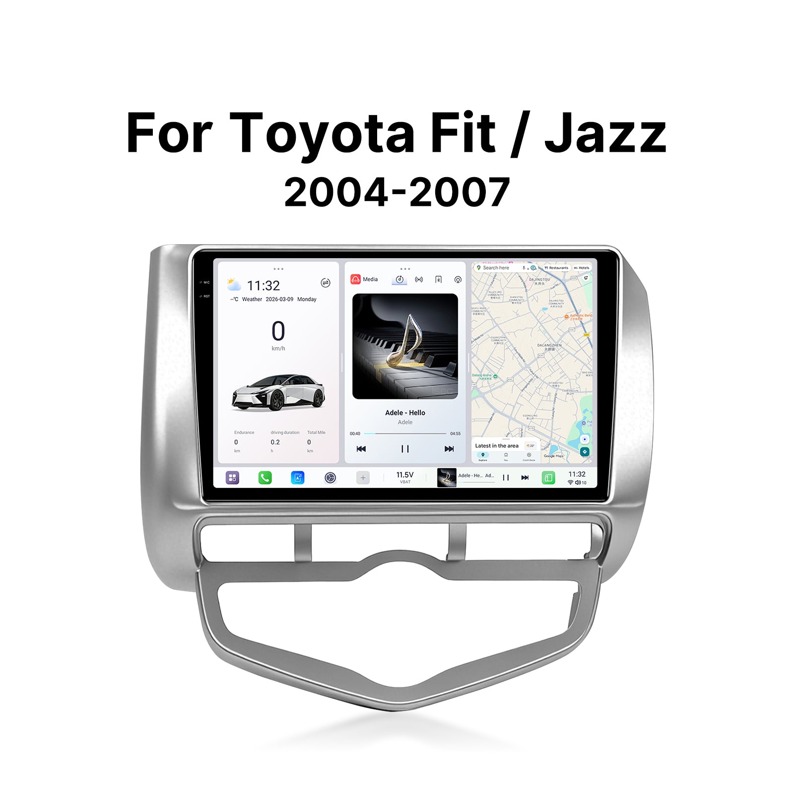 Youducar 9.5 Inch Android Car Stereo for Honda Fit / City 2004-2007, OEM Dashboard Frame Kit GPS Touch Screen Radio