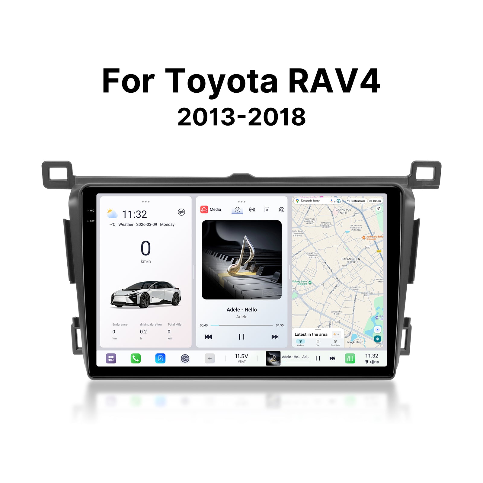 Youducar 9.5 Inch Android Car Screen with Frame for Toyota RAV4 2013-2018, Car Radio Stereo Upgrade
