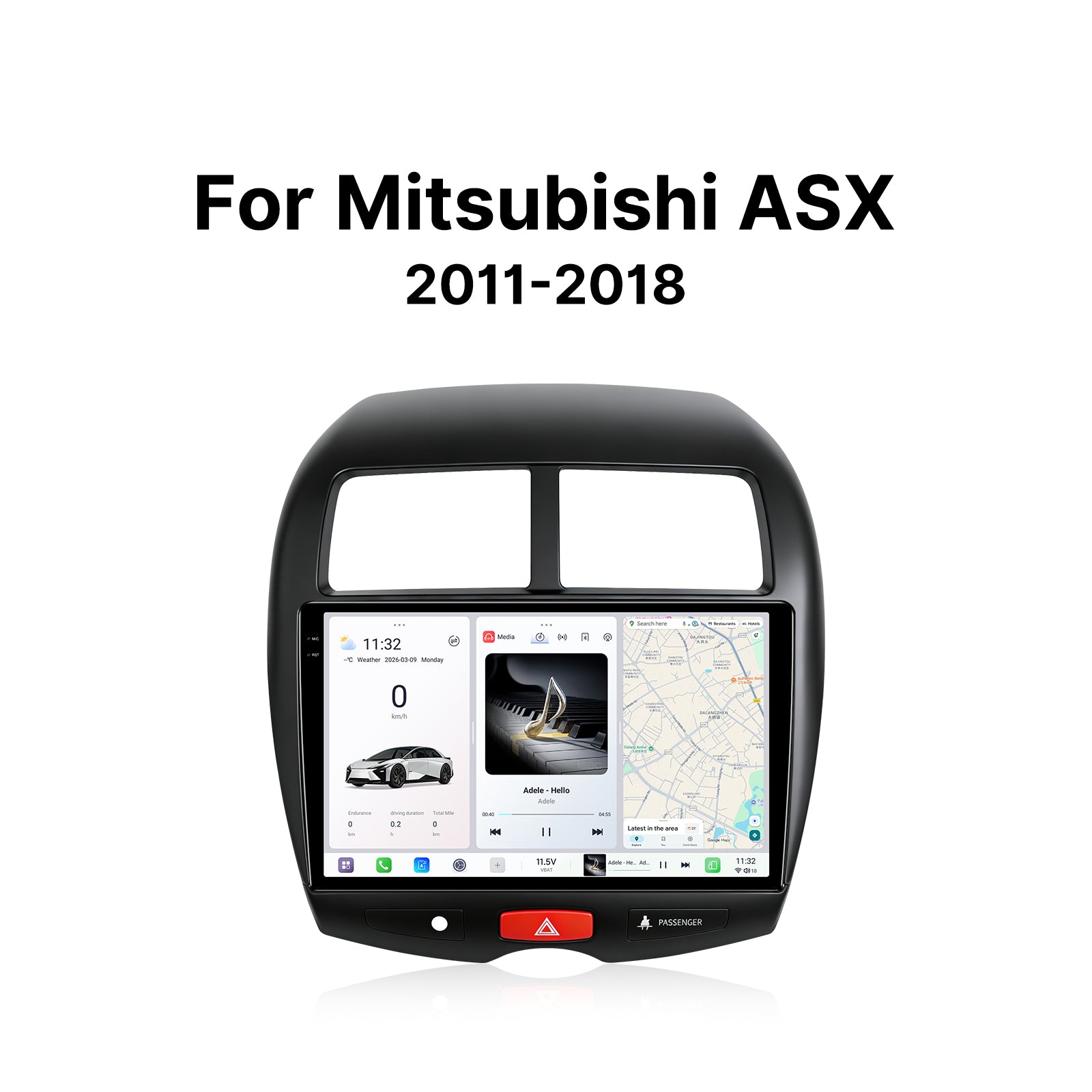Youducar 10.36" Android Car Stereo for Mitsubishi ASX 2011-2018 | Glossy Black Frame IPS Touch Screen Plug & Play
