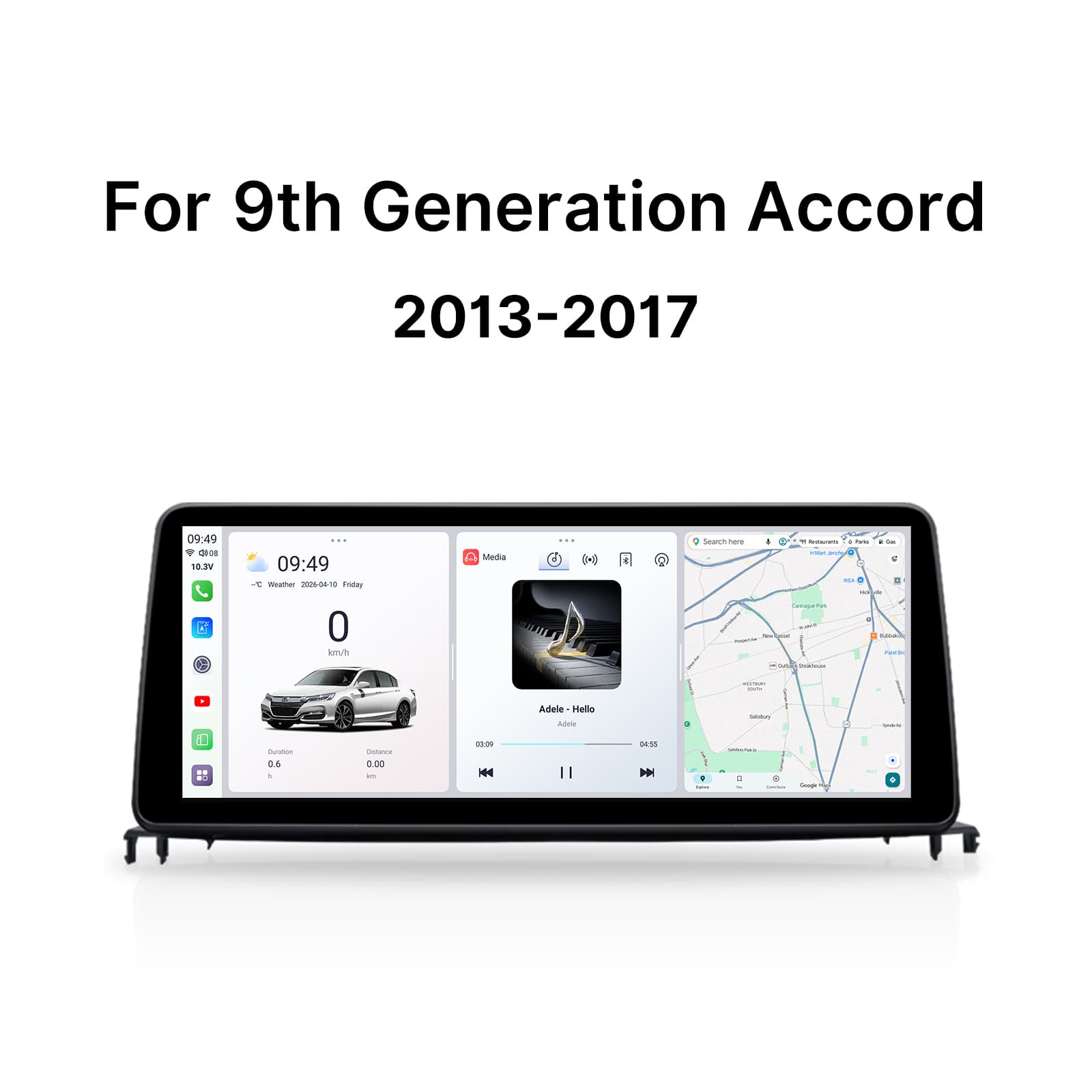 Youducar 12.3-inch Android Head Unit for 9th Gen Honda Accord 2013-2017, Wireless Apple CarPlay, Android Auto
