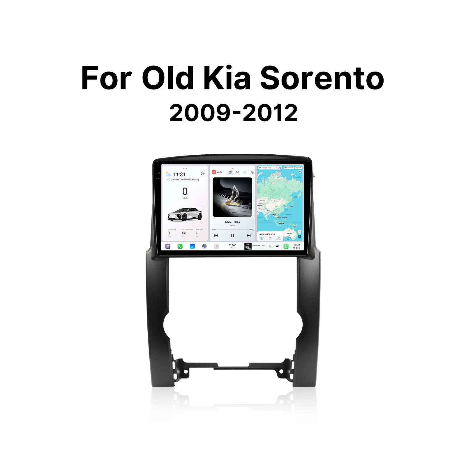 Youducar 10.36" Android Car Stereo for KIA Sorento 2009-2012 | Fascia Frame + Touch Screen GPS Navigation CarPlay Android Auto