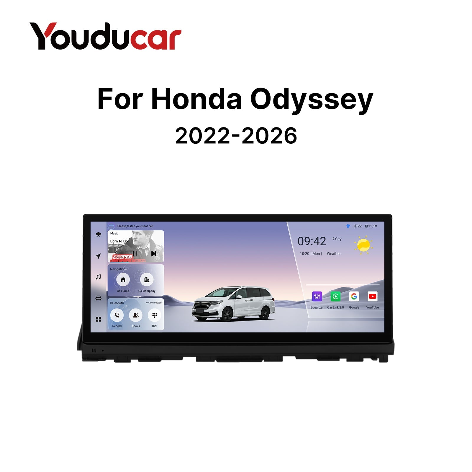 Youducar 12.3-Inch Android Head Unit for Honda Odyssey 2022-2026 | Large Touchscreen with Wireless CarPlay & Android Auto Honda