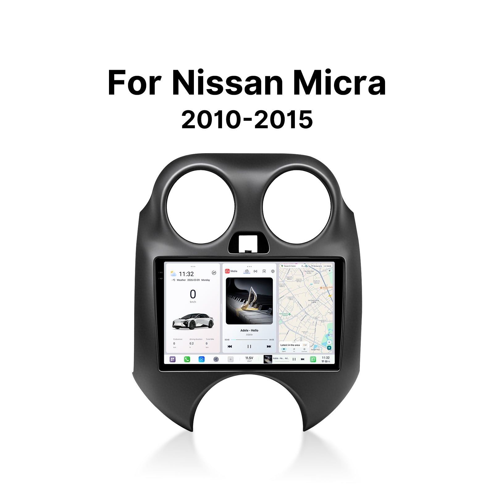 Youducar 9.5" Android Car Stereo for Nissan Micra K13 2010-2015 | Round Hole Texture Dash Frame Kit