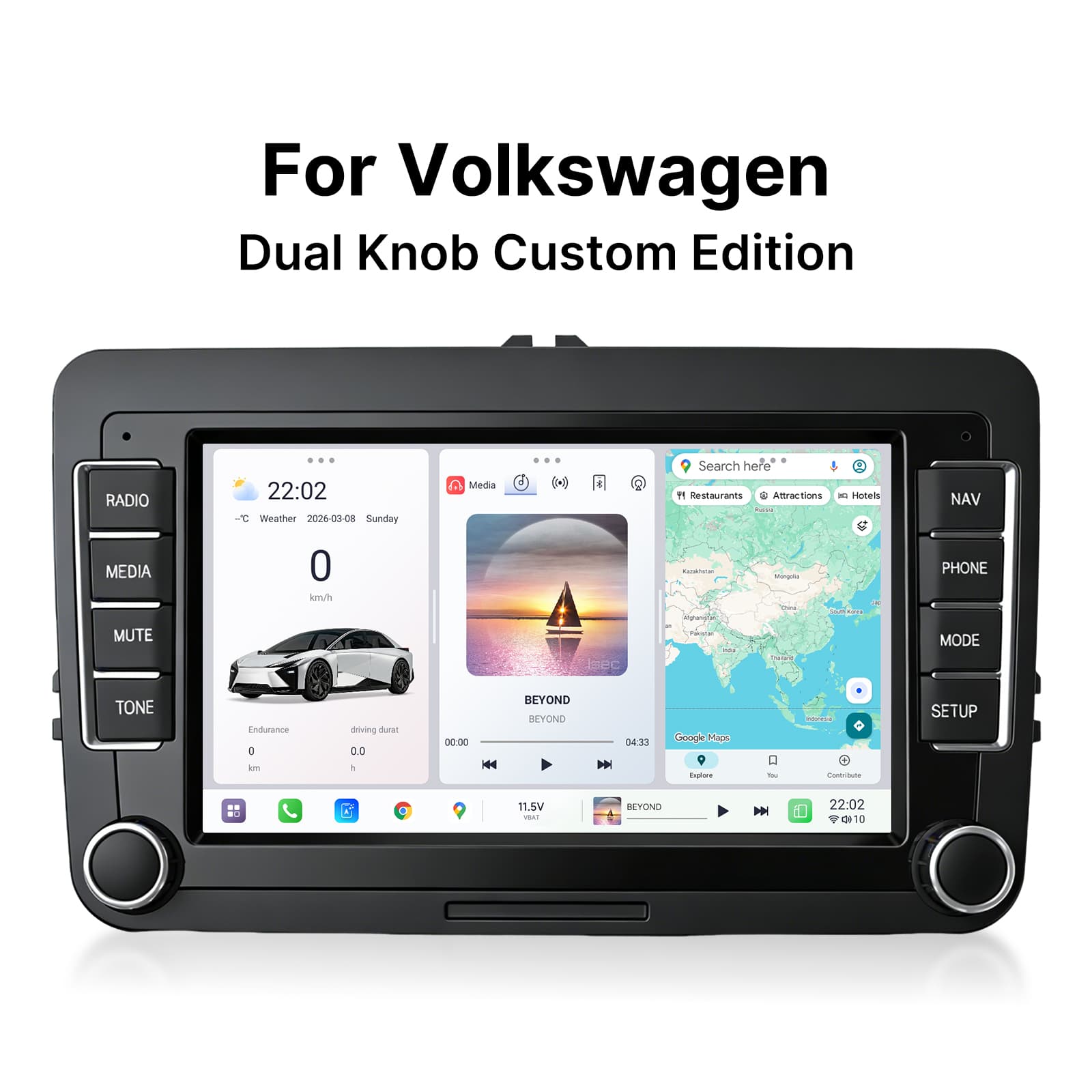 Youducar 7 Inch Double Knob B Style Car Radio，Universal Android Stereo for Volkswagen VW Series