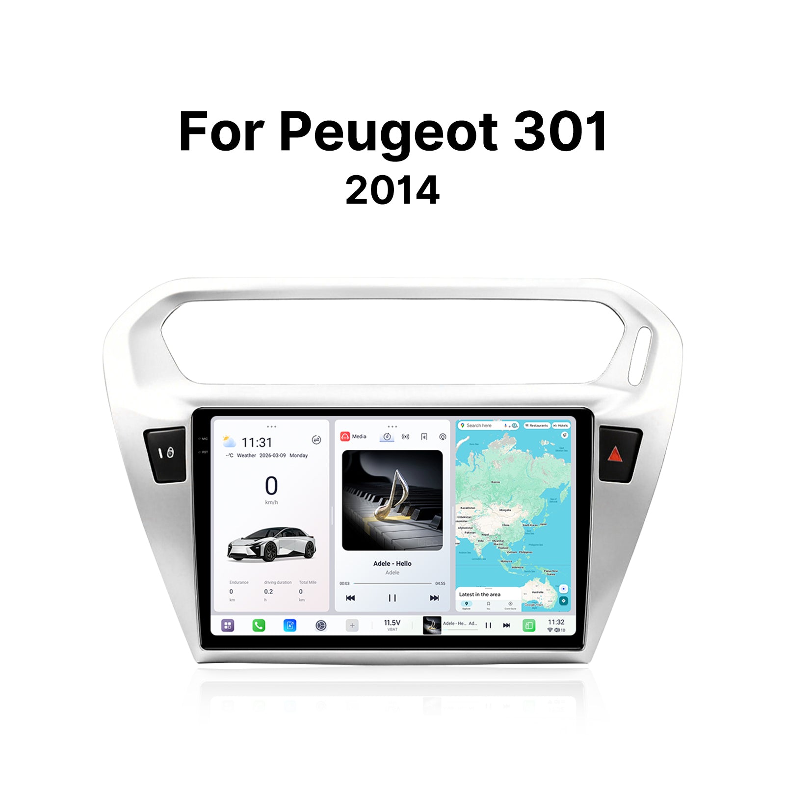 Youducar 9.5 Inch Car Screen + Frame for Peugeot 301 Citroen Elysee 2014 Android GPS Navigation Radio