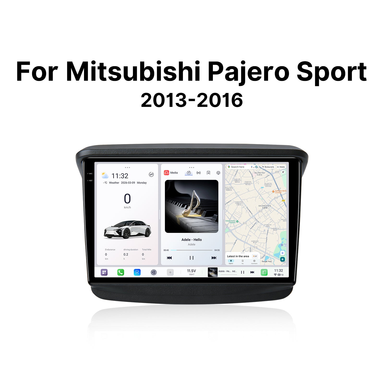 Youducar 9.5" Android Car Stereo for Mitsubishi Pajero Sport 2013-2016 | Glossy Black Frame IPS Touch Screen Plug & Play