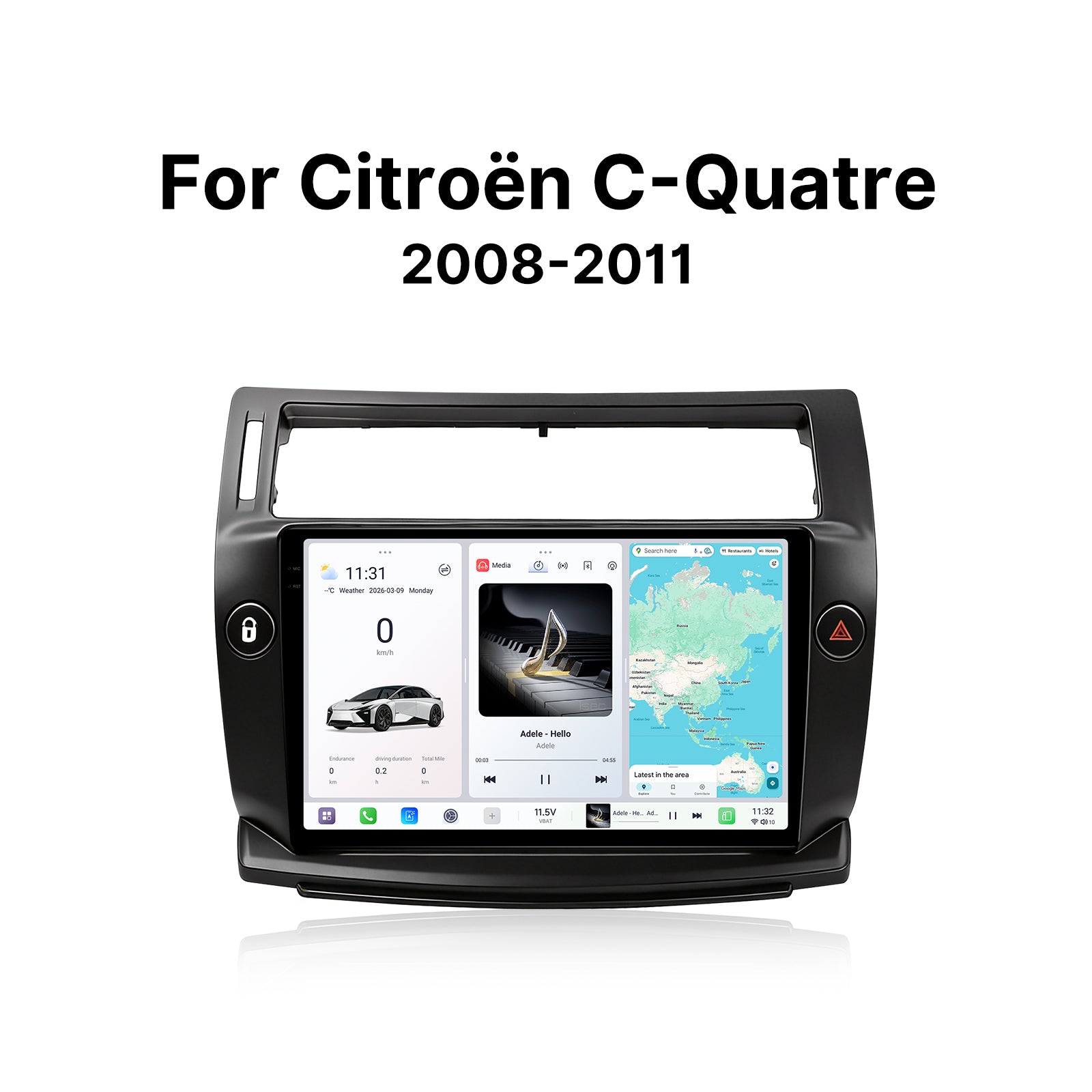 Youducar 2008-2011 Citroen C-Quatre 9.5 Inch Touch Screen Car Radio | Plug and Play Frame & Navigation Player