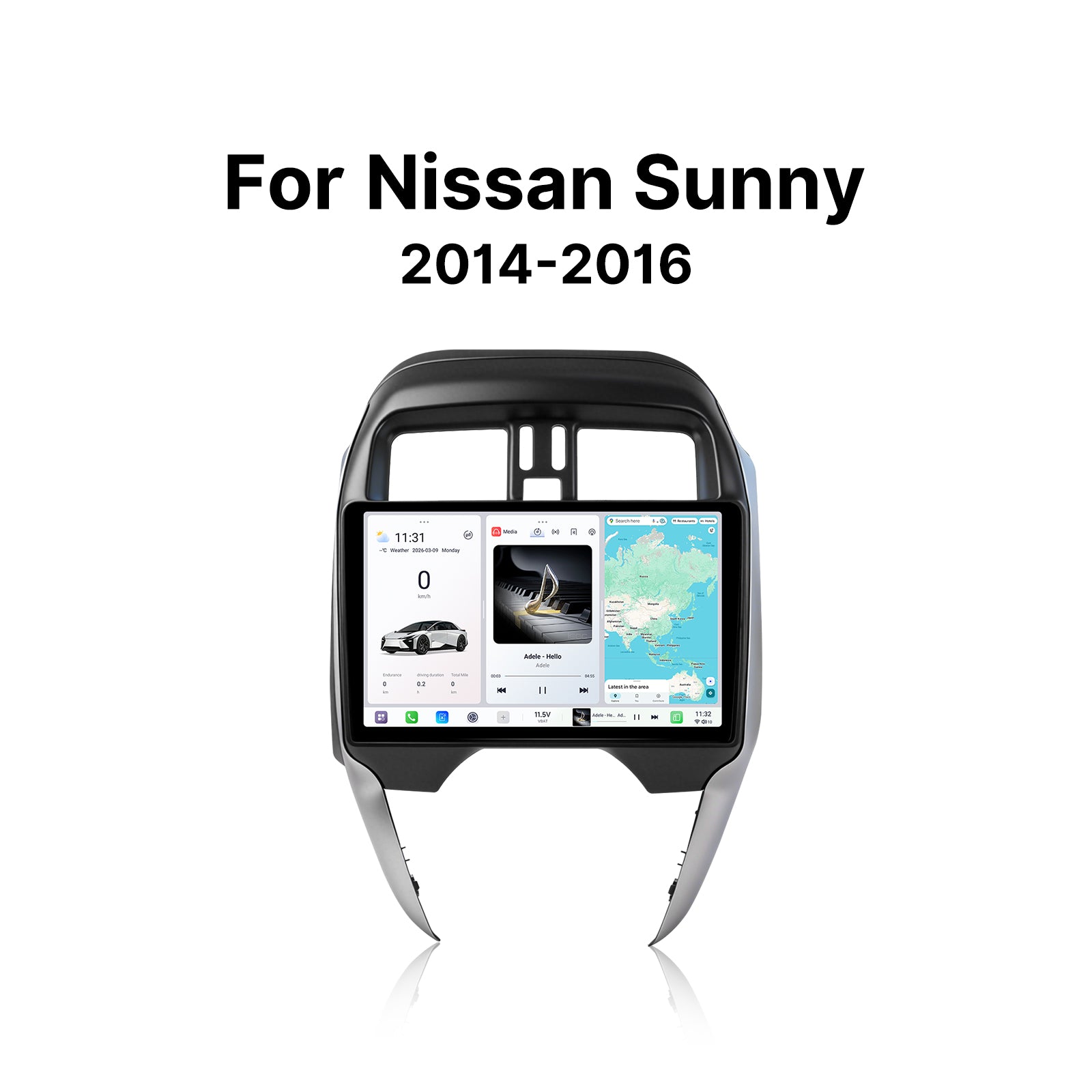 Youducar 10.36" Android Car Stereo for Nissan Sunny Overseas 2014-2016 LHD | GPS Navi Dashboard Frame Kit
