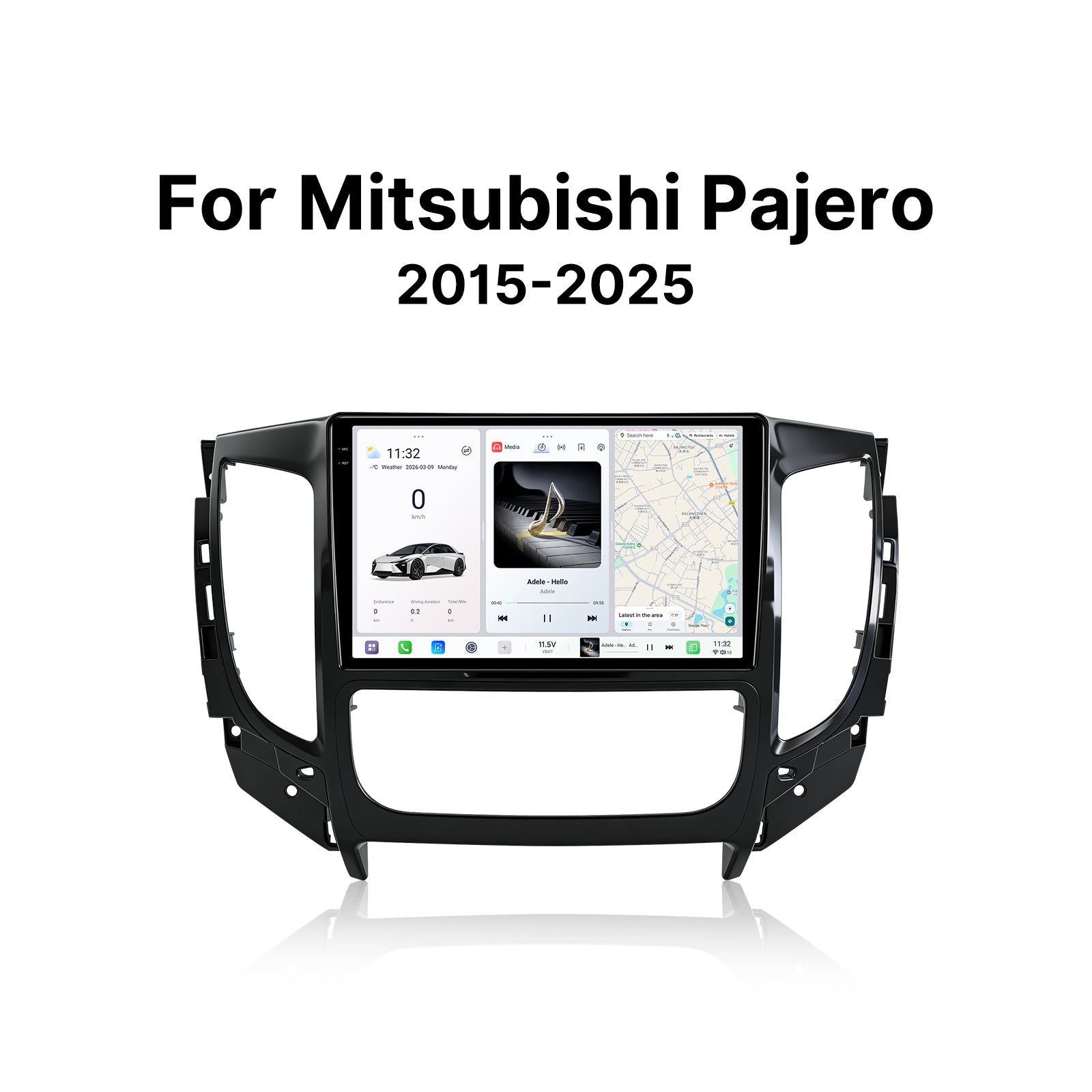 Youducar 9.5" Android Car Stereo for Mitsubishi Pajero Sport Triton 2015-2025 Auto AC | Glossy Black Frame Plug & Play
