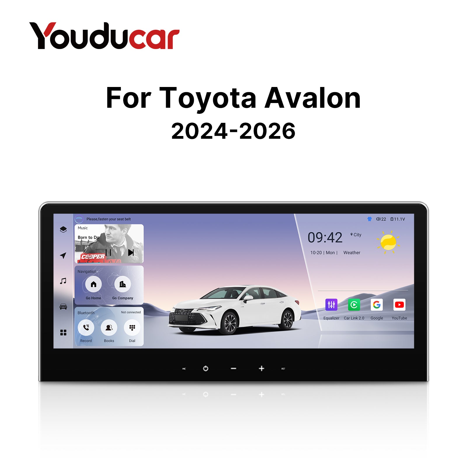 Youducar 12.3-Inch Android Head Unit for Toyota Avalon 2024-2026 | Flagship Touchscreen with Wireless CarPlay & Android Auto