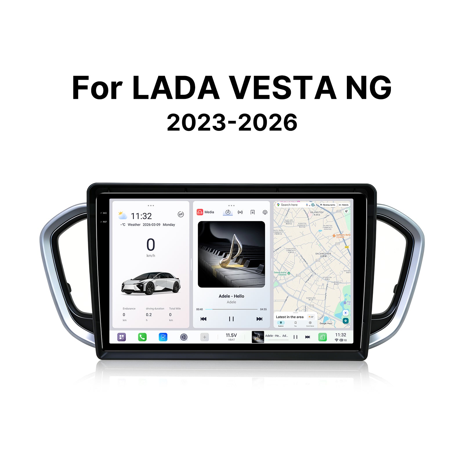 Youducar 10.36'' HD Car Radio + Matte Black Silver Edge Frame Kit for Lada Vesta NG 2023-2026 Android Auto Navigation